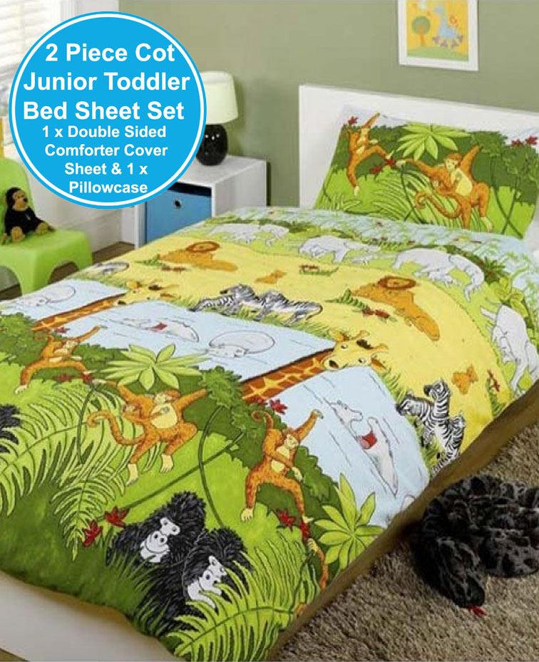 JUNGLE THEMED DUVET COVERS KIDS CHILDRENS ANIMALS SINGLE, JUNIOR, DOUBLE eBay
