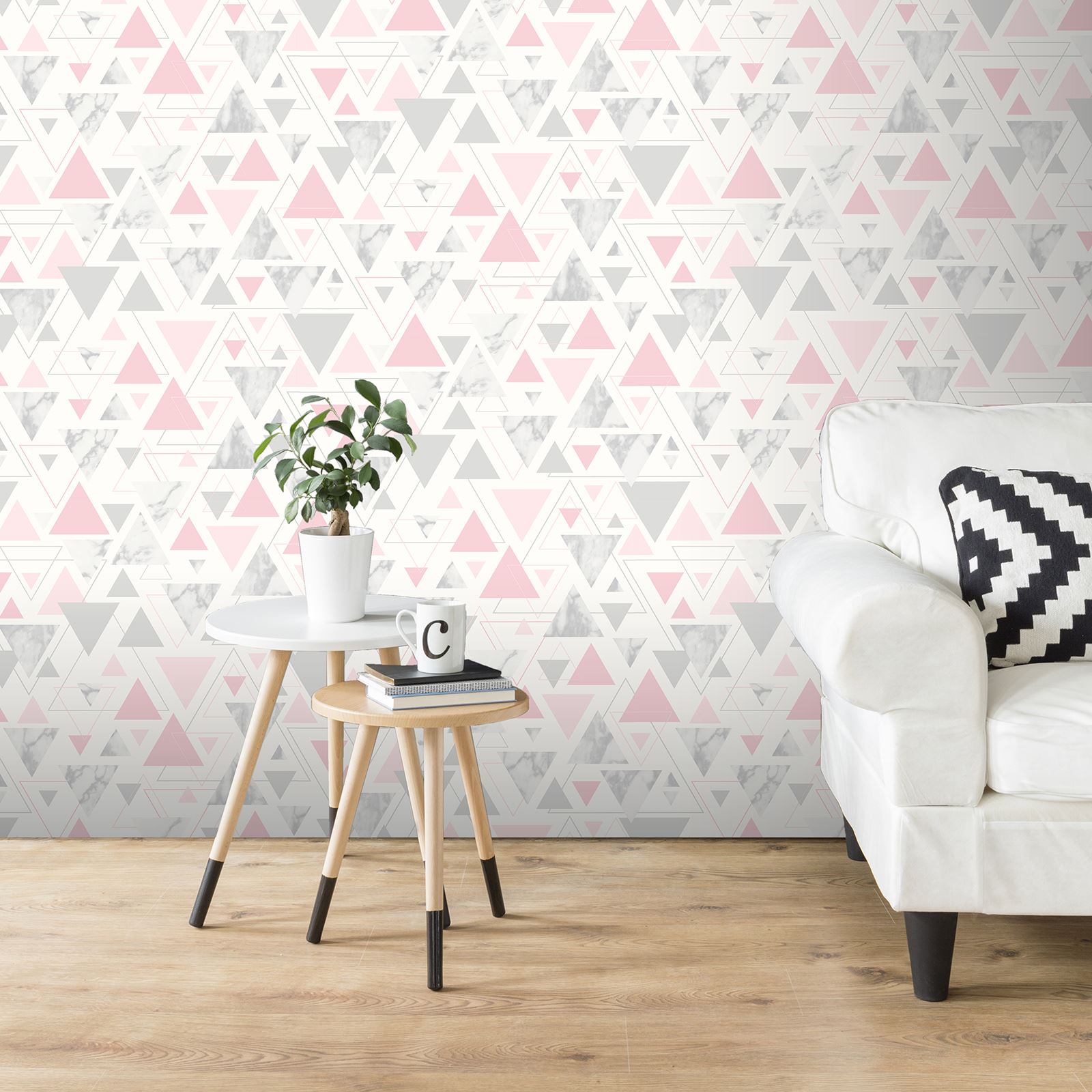 Arthouse Scandi Chic-Triangles Papier Peint-Rose D/'Angles Décor 908204