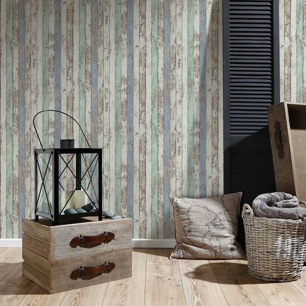 WOODEN EFFECT WALLPAPER - RUSTIC WOOD PANELS CHOPPED LOGS ...