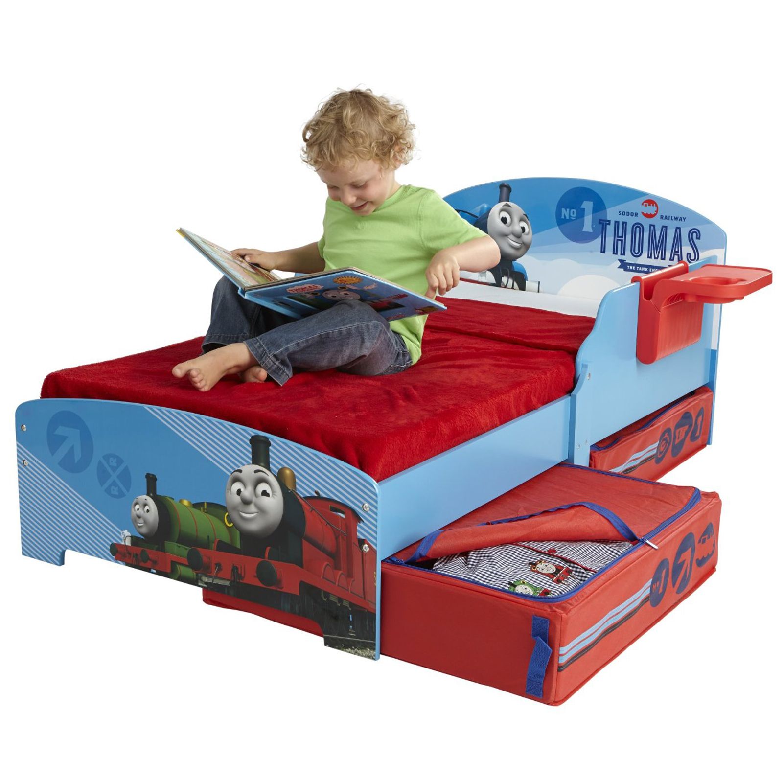 CHARACTER + DISNEY JUNIOR TODDLER BEDS WITH STORAGE + SHELF + MATTRESS