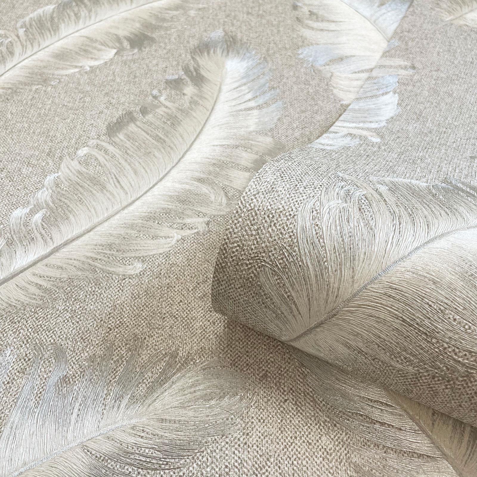 Belgravia Ciara Glitter Textured Wallpaper - Feather & Plain - Choose Colour - Picture 18 of 21