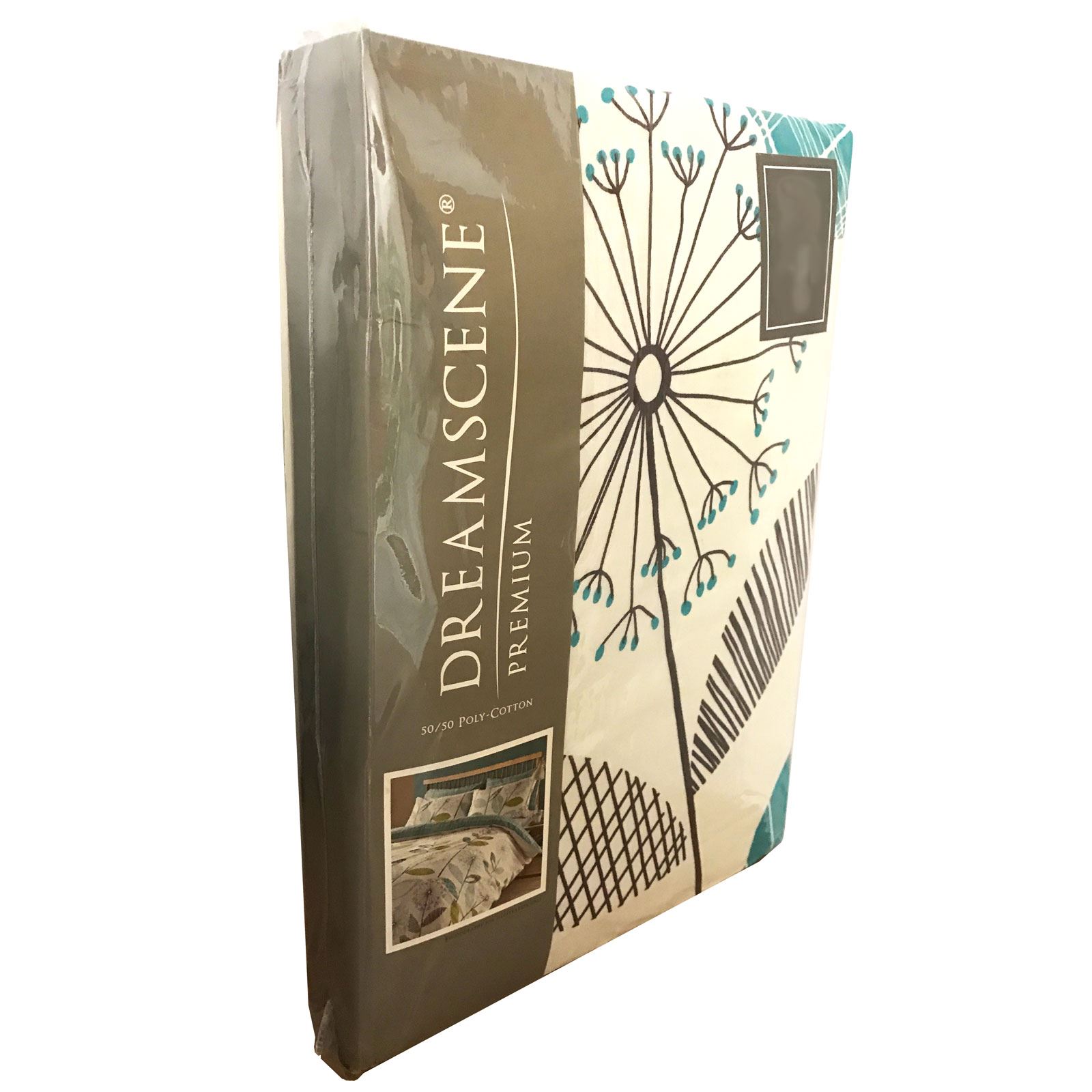 ALLIUM DANDELION TEAL KING SIZE DUVET COVER SET REVERSIBLE BEDDING GREEN WHITE