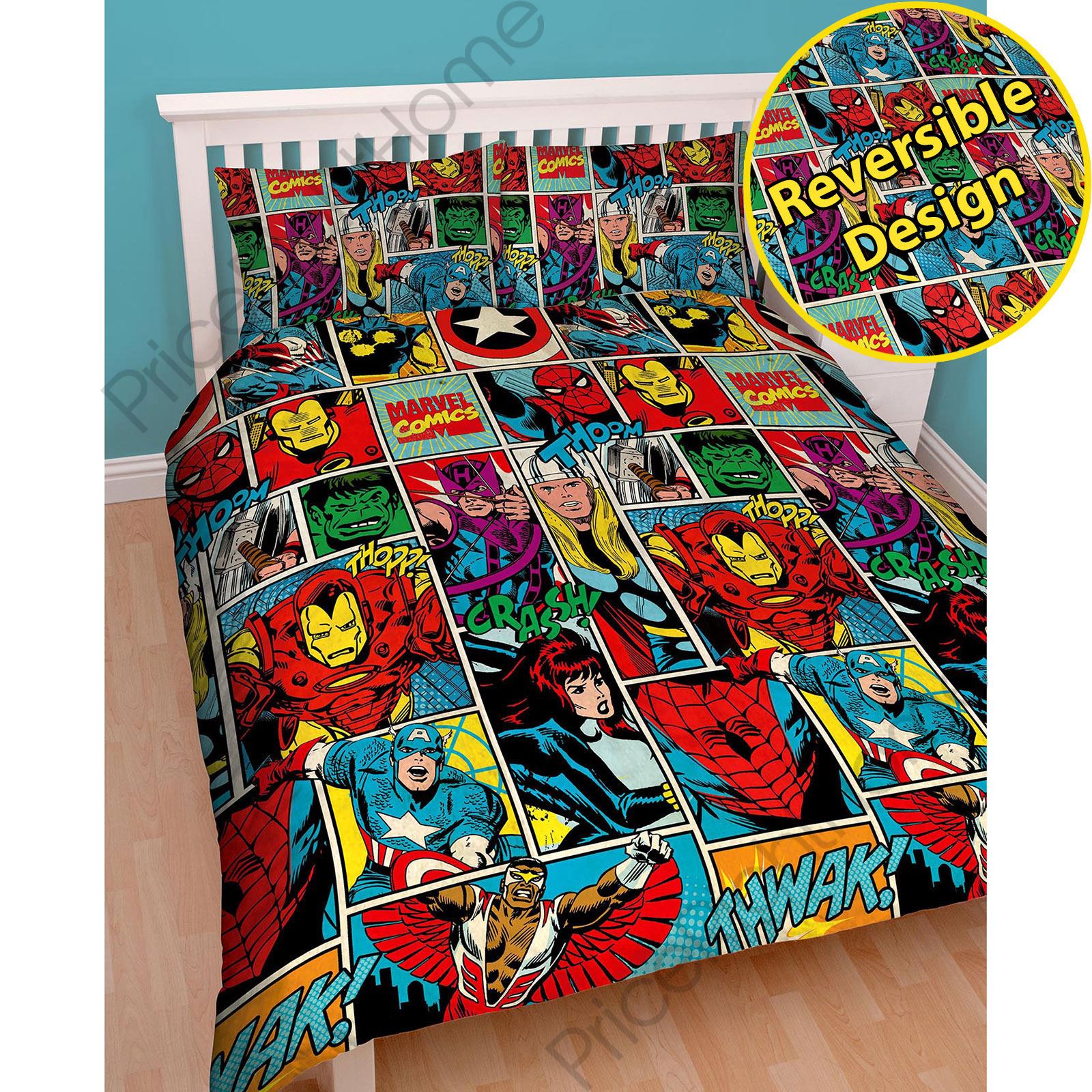 MARVEL AVENGERS COMICS SPIDERMAN DUVET COVER SET BEDDING SINGLE