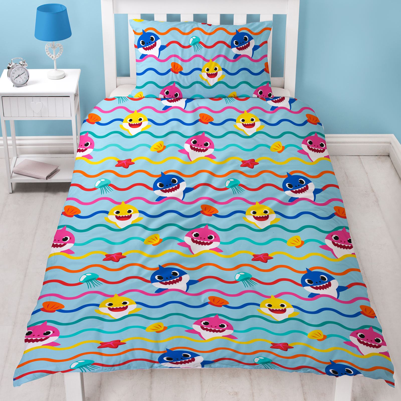 Baby Shark Rainbow Single Bedding Set Children's Reversible Duvet Cover