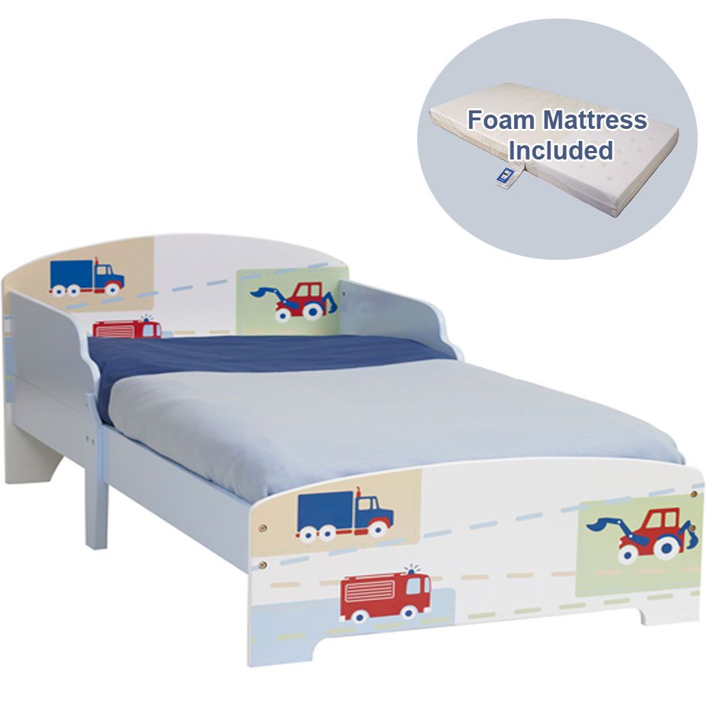 BOYS VEHICLE TODDLER BED JUNIOR + FOAM MATTRESS INCLUDED FREE P+P