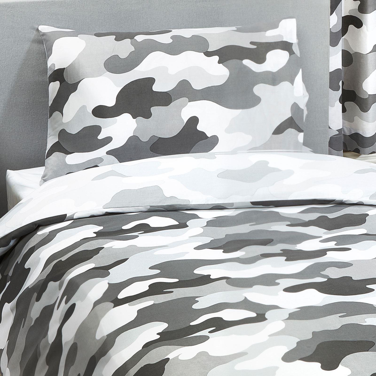 ARMY CAMOUFLAGE GREY SINGLE DUVET COVER SET + FITTED SHEET + 2 PILLOWCASES 5060671780095 eBay