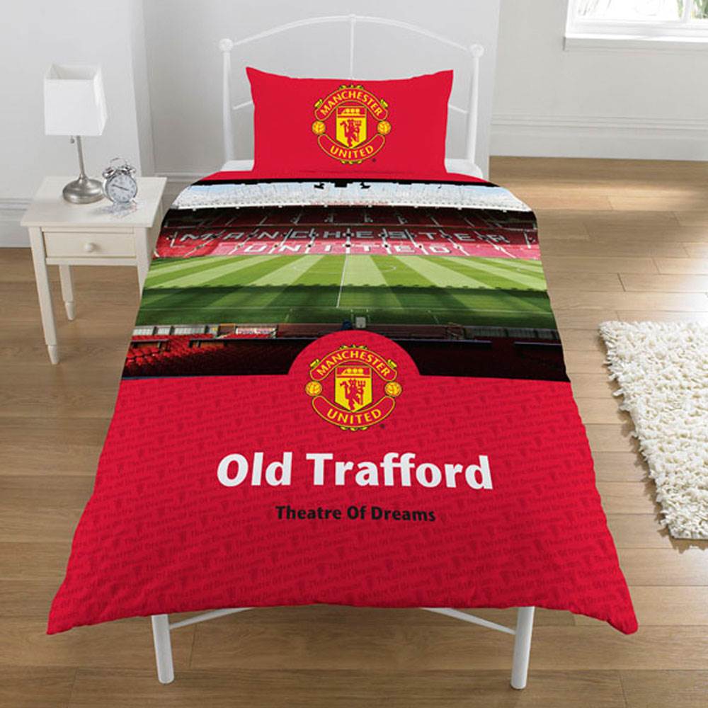 MANCHESTER UNITED FC SINGLE AND DOUBLE DUVET COVER SETS BEDROOM BEDDING