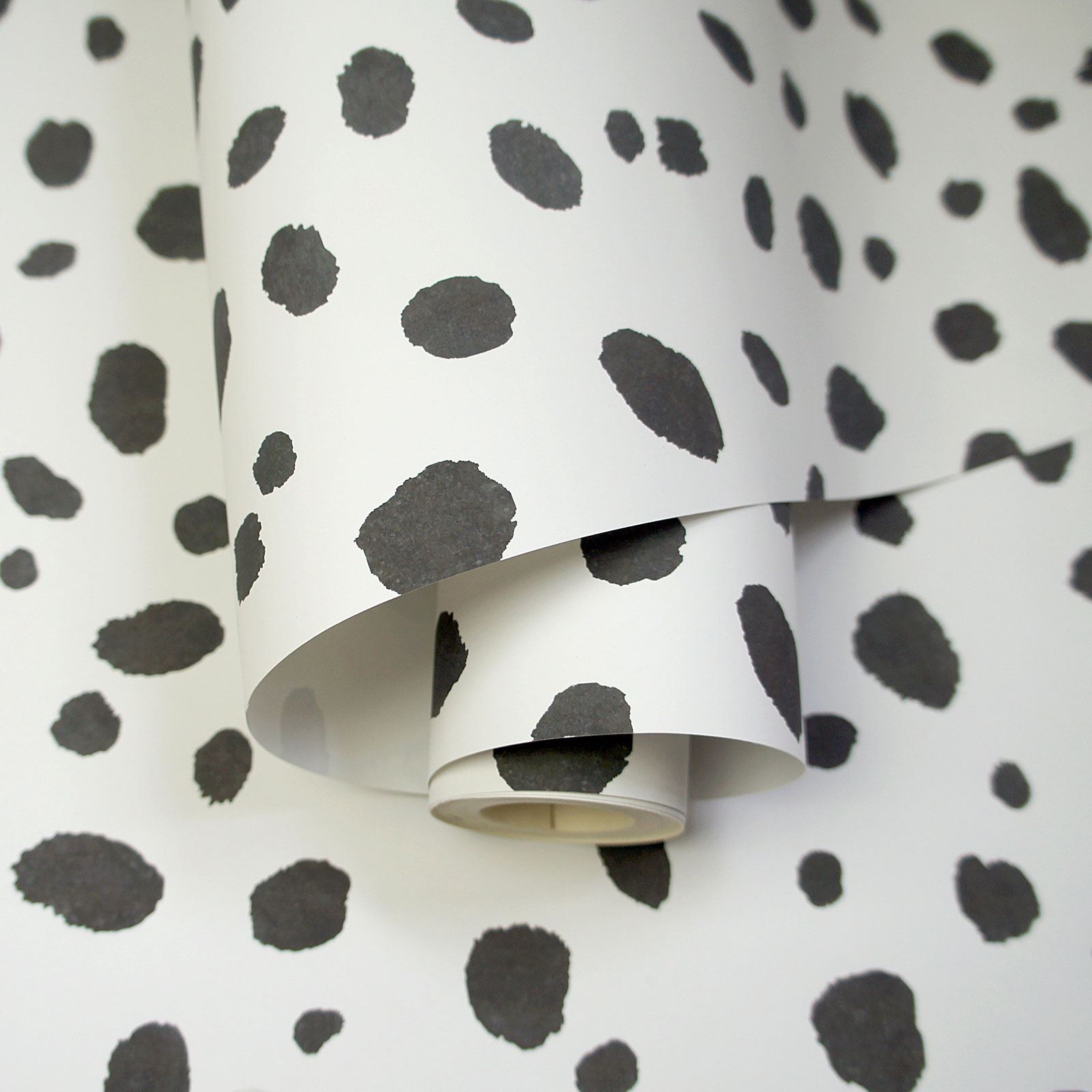 Black & White Dalmatian Spot Dots Print Animal Wallpaper by Holden