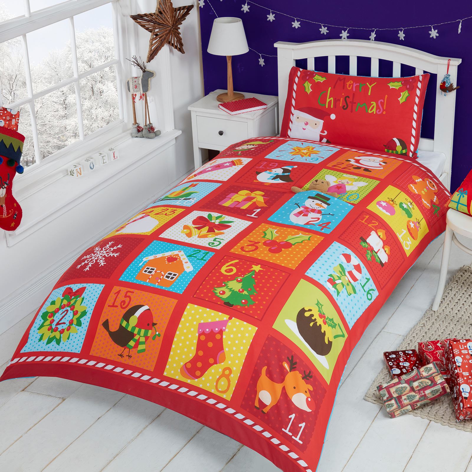 ADVENT CHRISTMAS SINGLE DUVET COVER SET 