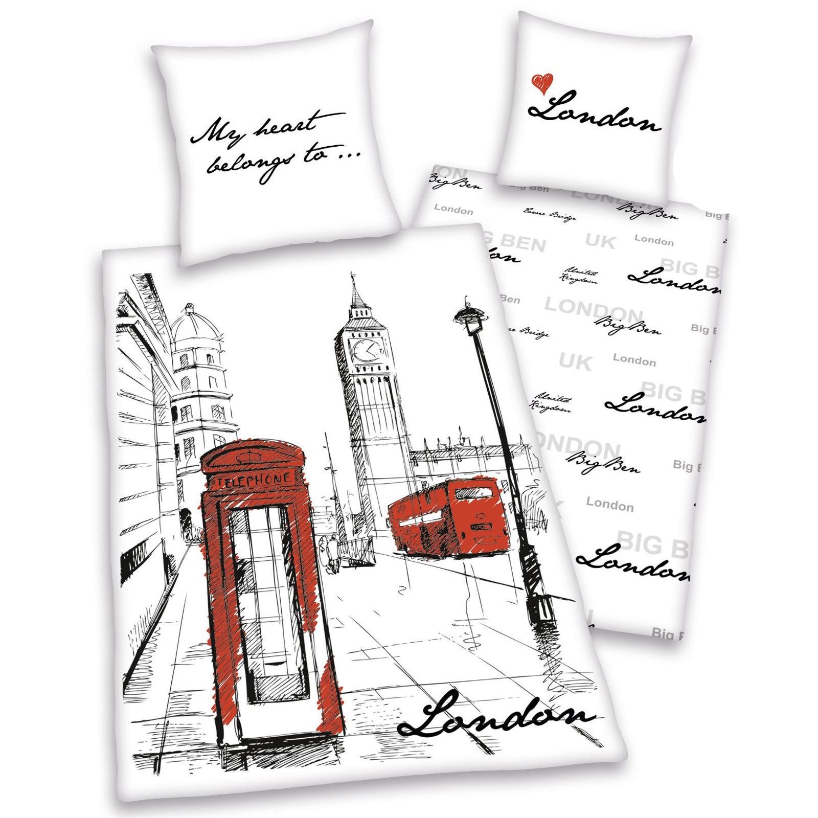 LONDON BEDDING SINGLE DUVET COVER SETS CITY LANDMARKS BIG BEN BEDROOM