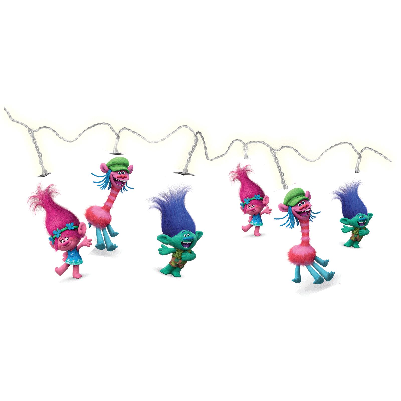 OFFICIAL TROLLS LED 15 STRING LIGHTS 2.8m LONG CABLE POPPY BRANCH COOPER
