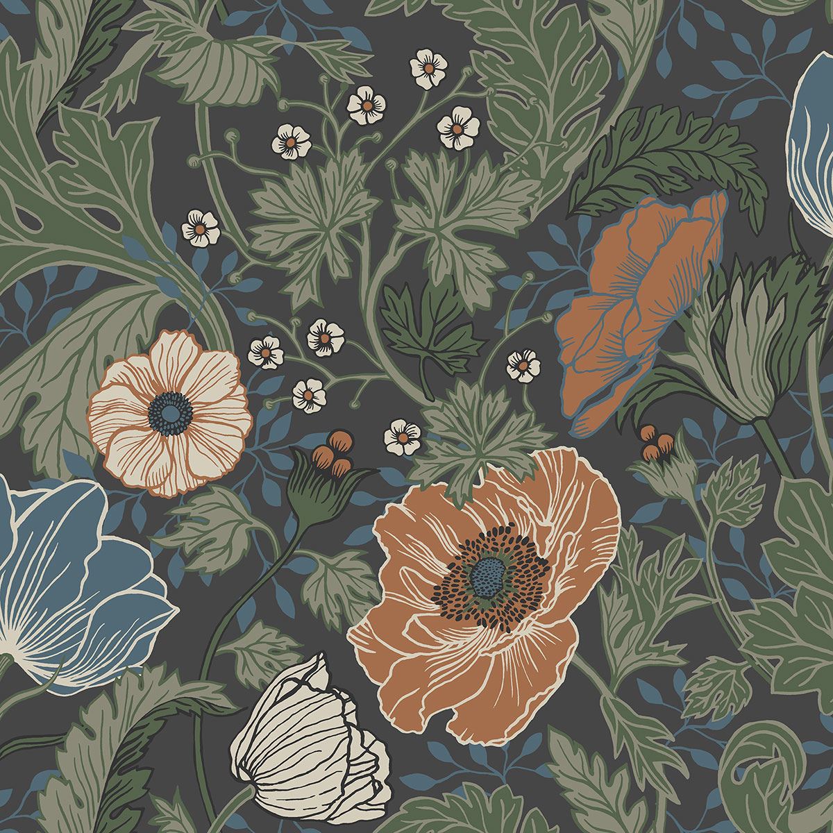 Galerie Apelviken Anemone Floral William Morris Style Wallpaper - Picture 5 of 11