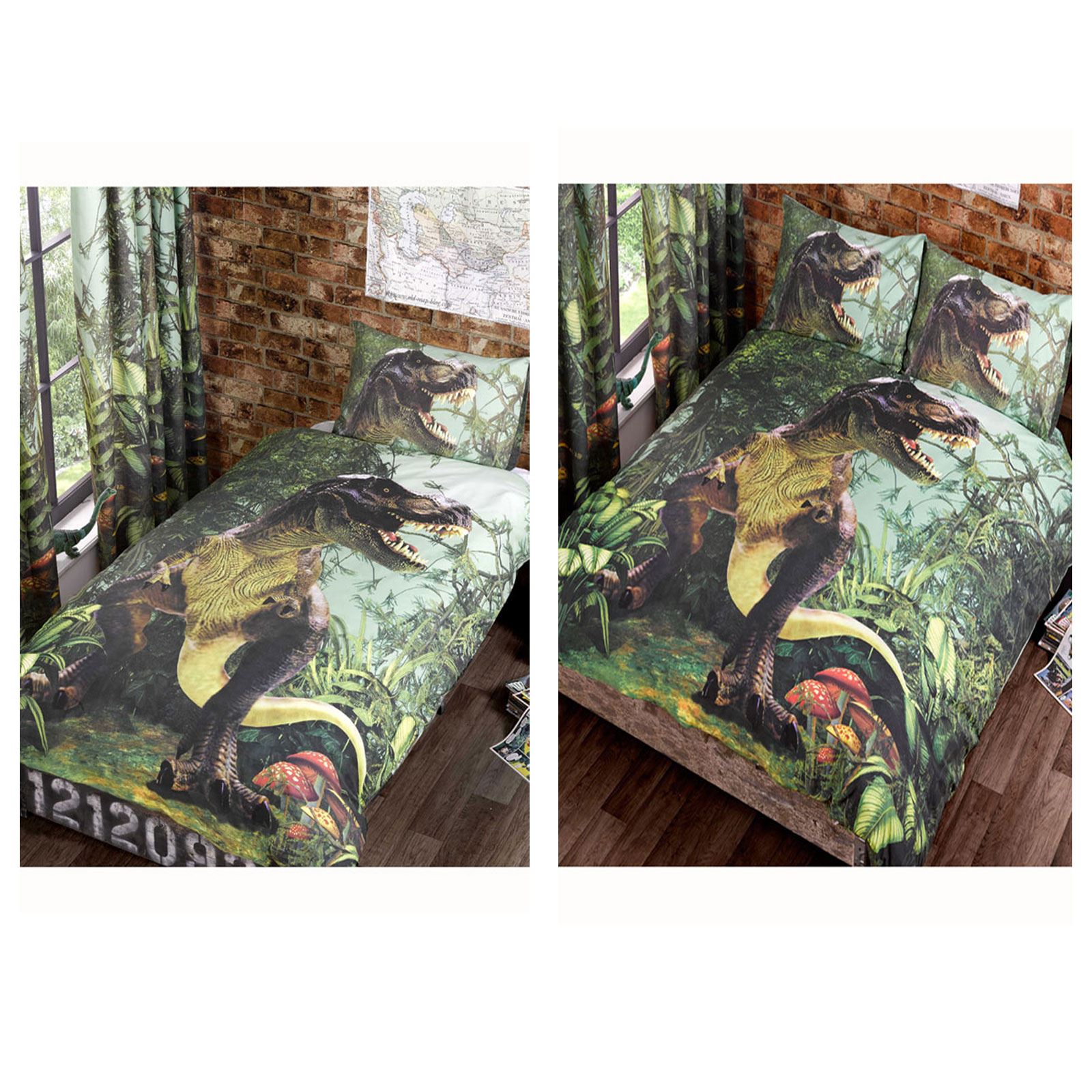 JURASSIC T-REX DINOSAUR DOUBLE DUVET COVER SET EXCLUSIVE PARK