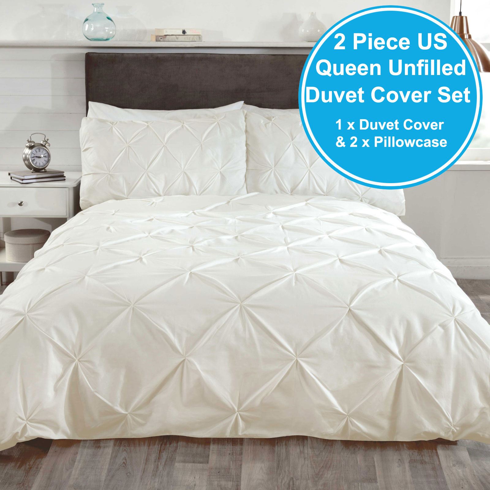 BALMORAL PIN TUCK CREAM DUVET COVER & PILLOWCASE SET KING SIZE eBay