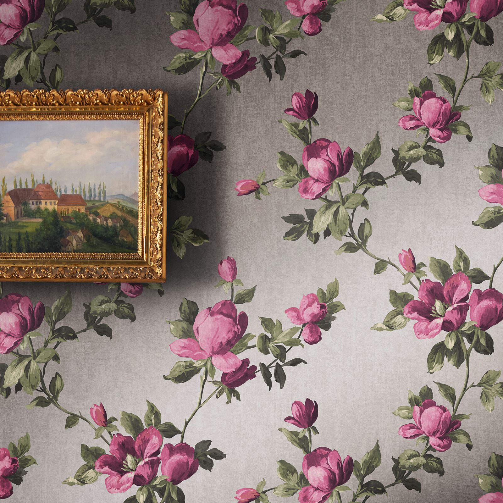 SHABBY CHIC ROSE WALLPAPER TEAL FLORAL FEATURE WALL NEW RASCH 442229