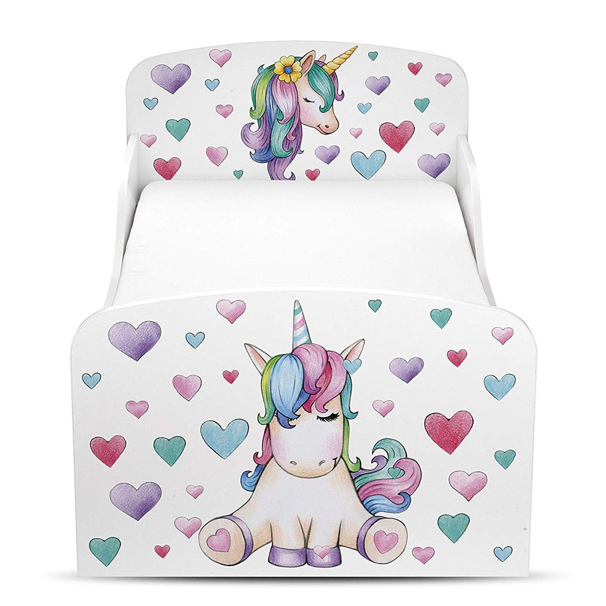TODDLER BED KIDS COTBED JUNIOR BOYS GIRLS BEDROOM NURSERY - WHITE | MULTI - Picture 52 of 52