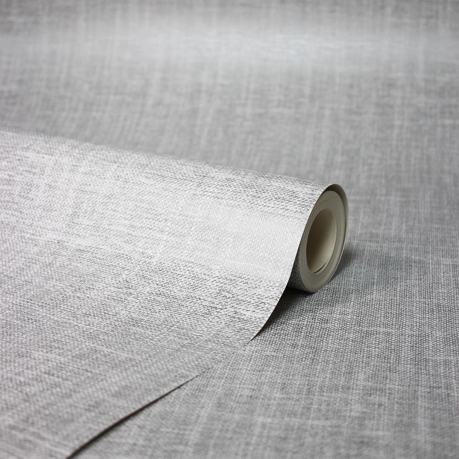 Scandi Plain Texture Wallpaper Metallic Hessianlike Grey Crown M1528