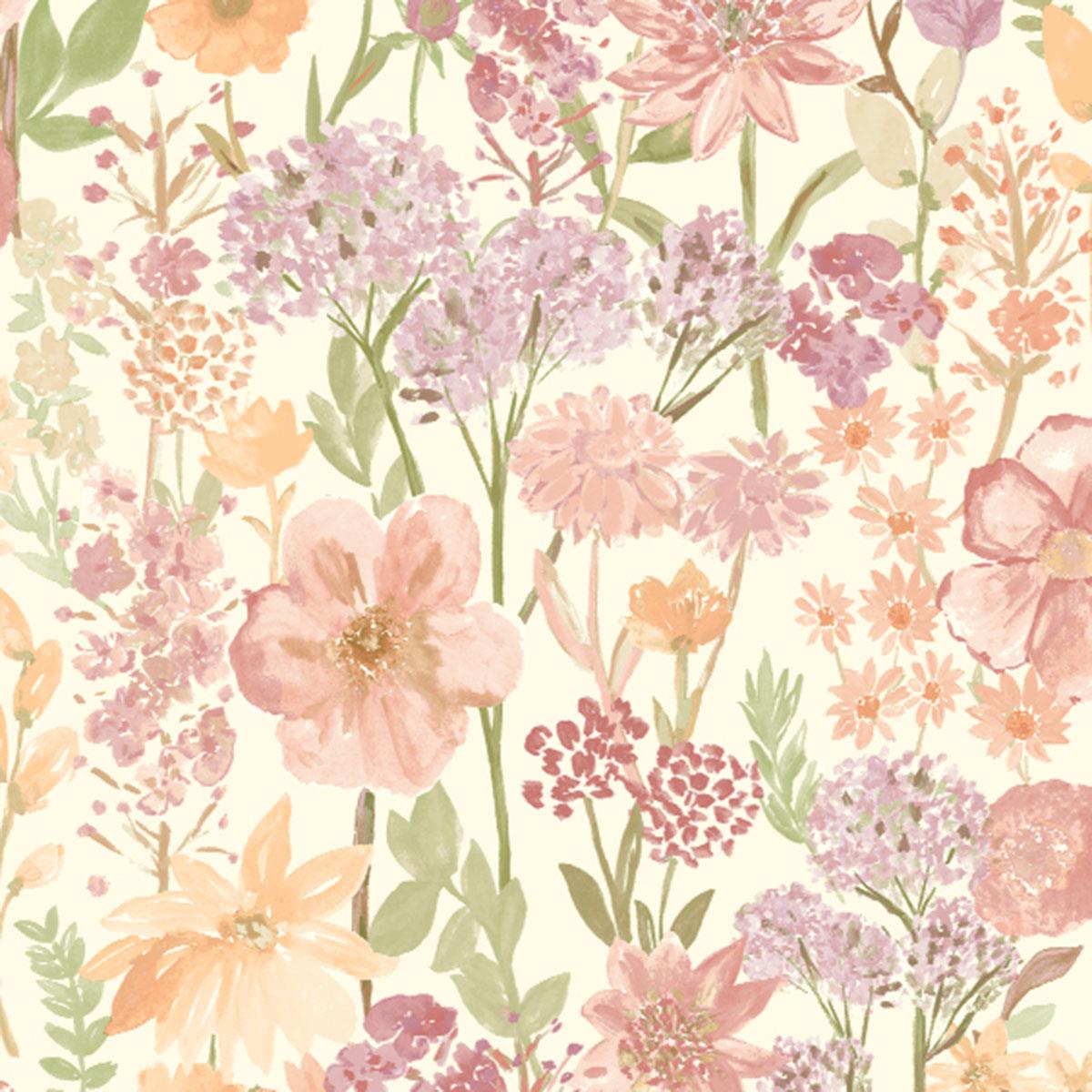 Fond d'écran aquarelle fleurs sauvages Grandeco caractéristique prairie florale caractéristique mur lavable - Photo 9/10