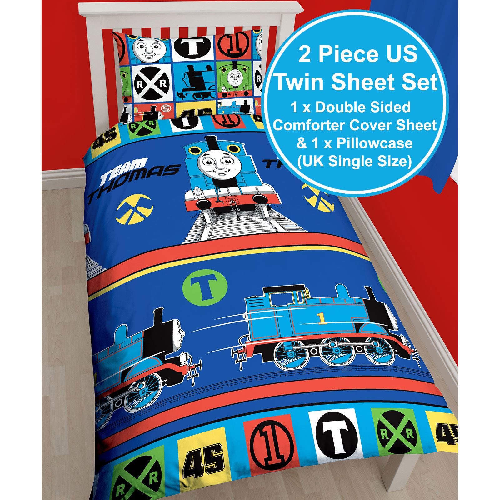 Twin Size GY Mattress Duvet Cover Thomas The Tank Engine Graphic Print Bedspread