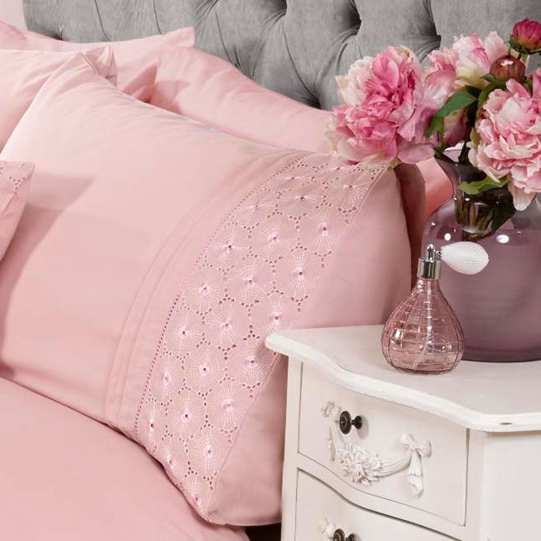 EVERDEAN FLORAL BLUSH PINK DUVET COVER & PILLOWCASE SET ELEGANT