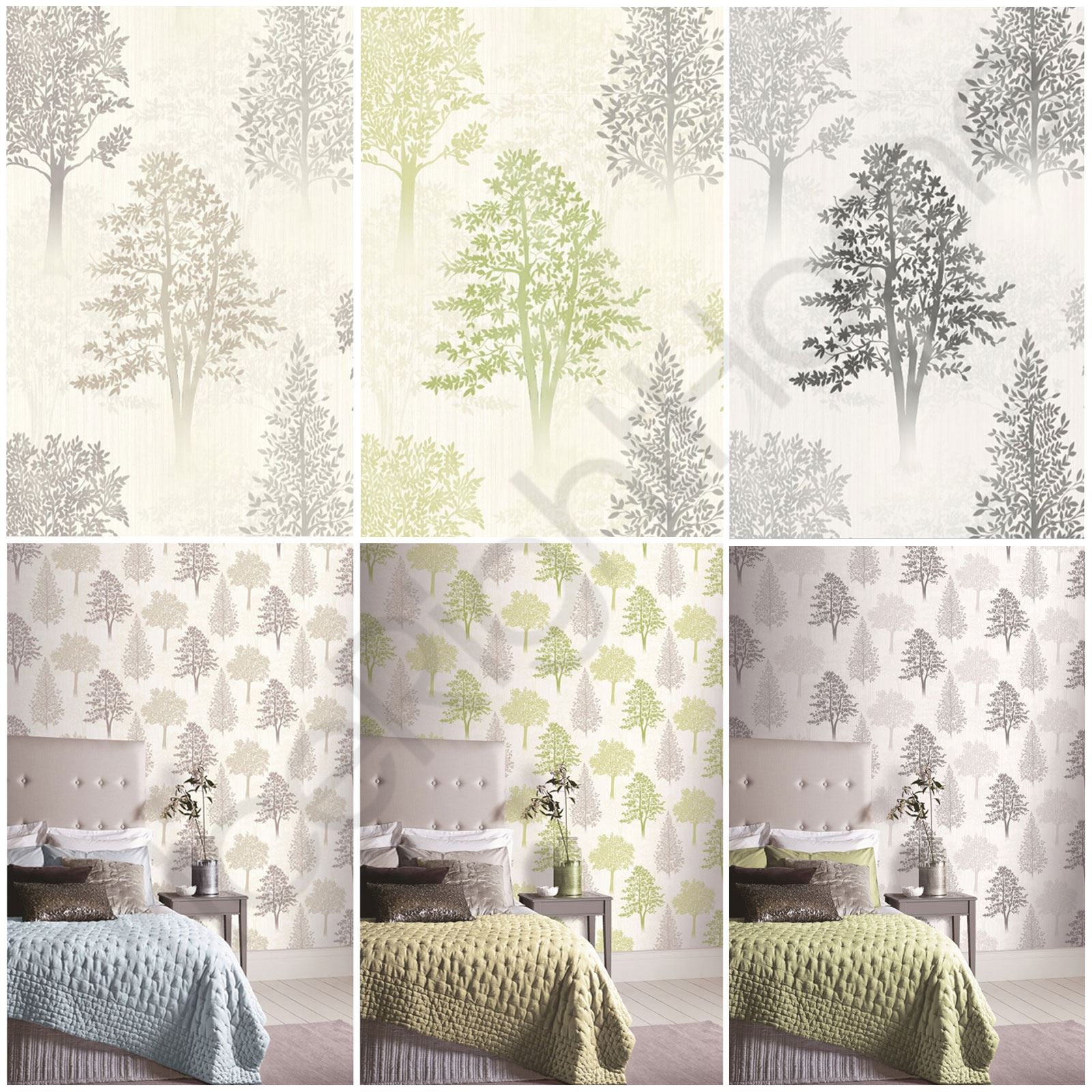 ARTHOUSE DIAMOND TREE WALLPAPER TEXTURED GLITTER - GREEN ...