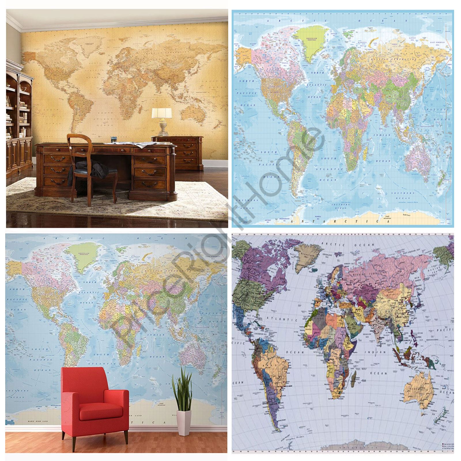 1 WALL WORLD MAP WALLPAPER WALL MURAL 2.32m x 1.58m NEW