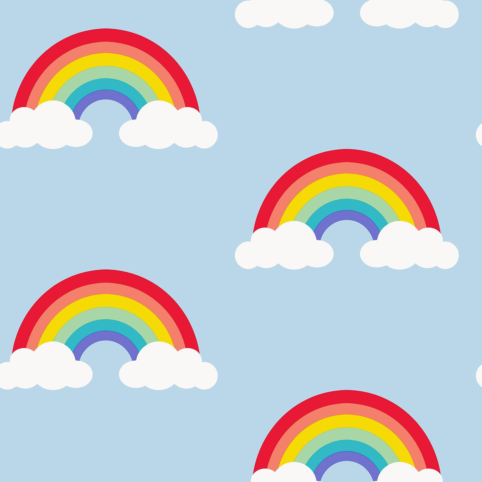 Regenbogen Wolken Tapete Multi Weiß Rosa Blau Marineblau Kinder
