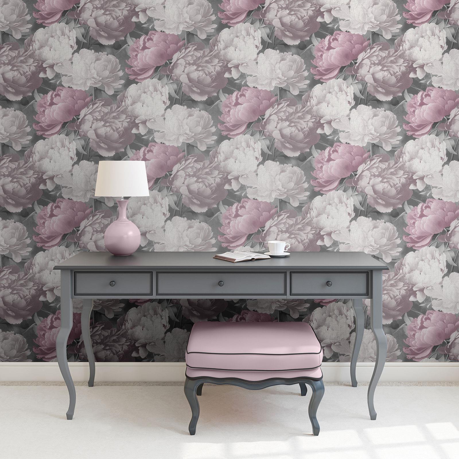 FLORAL WALLPAPER FLOWERS ROSES BLOOM WISTERIA GLITTER METALLIC & MORE - Picture 57 of 198