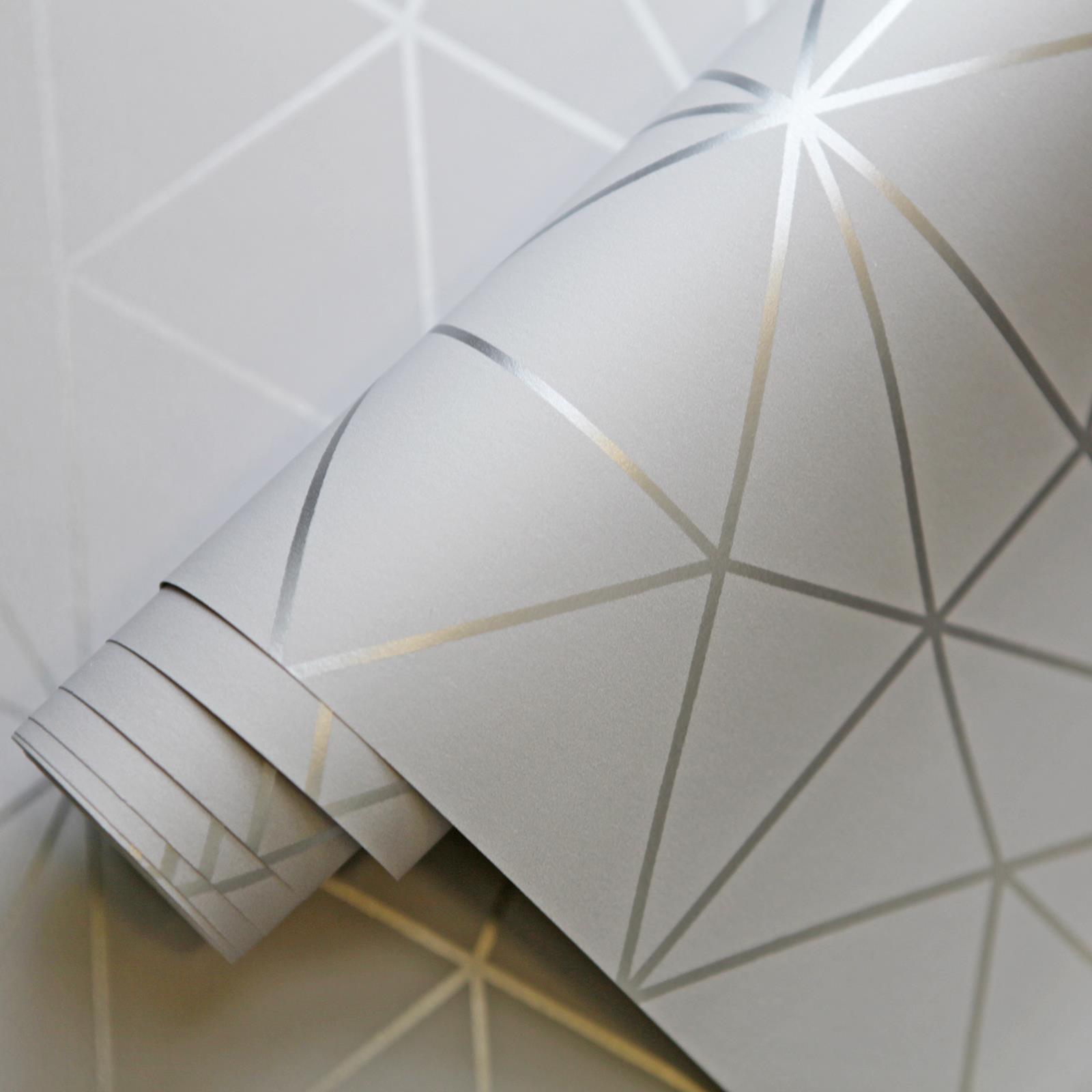 WORLD OF WALLPAPER METRO PRISM TRIANGLE GEOMETRIC METALLIC ROSE GOLD