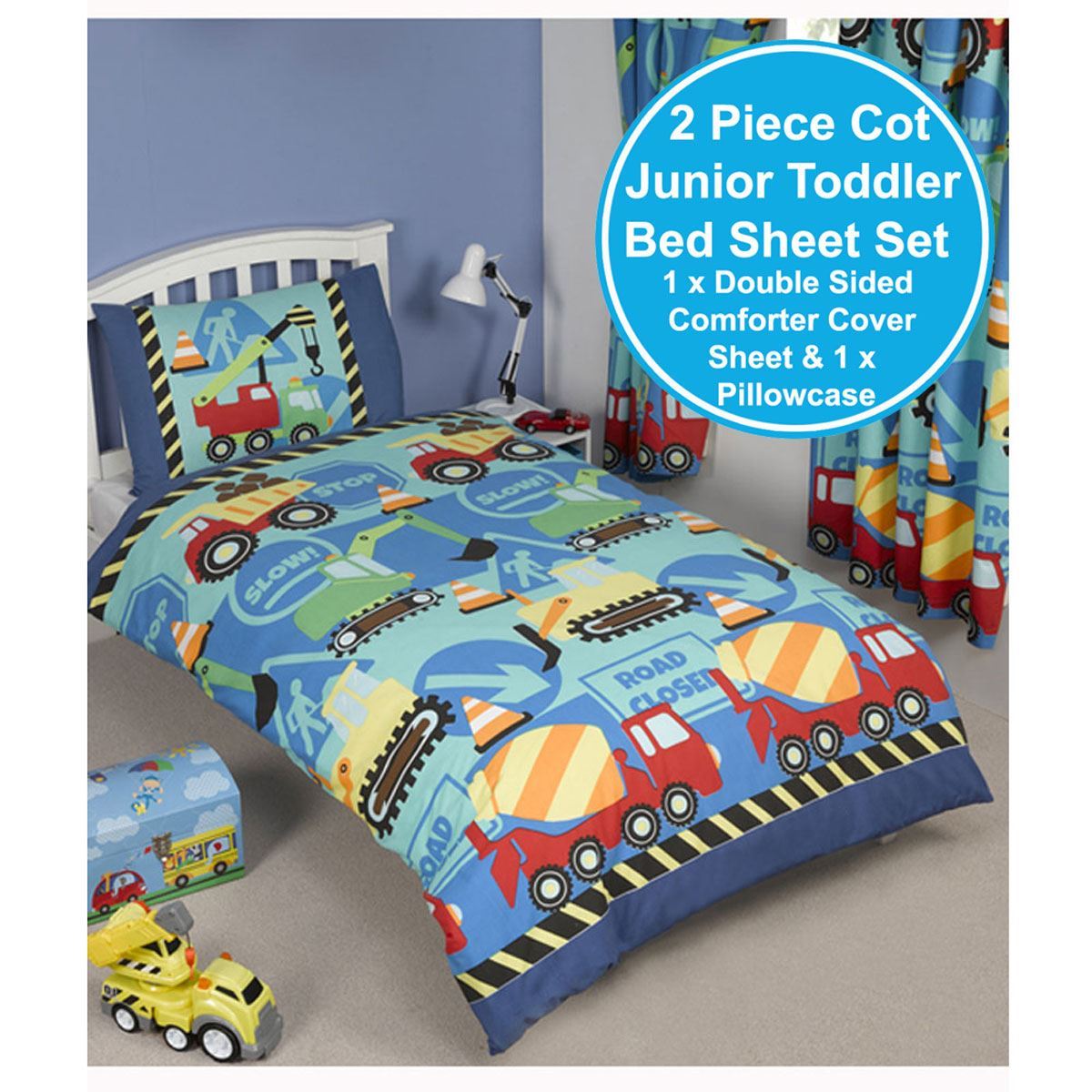 digger cot bed duvet set
