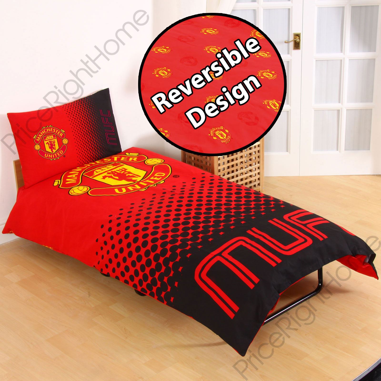 MANCHESTER UNITED FC SINGLE AND DOUBLE DUVET COVER SETS BEDROOM BEDDING