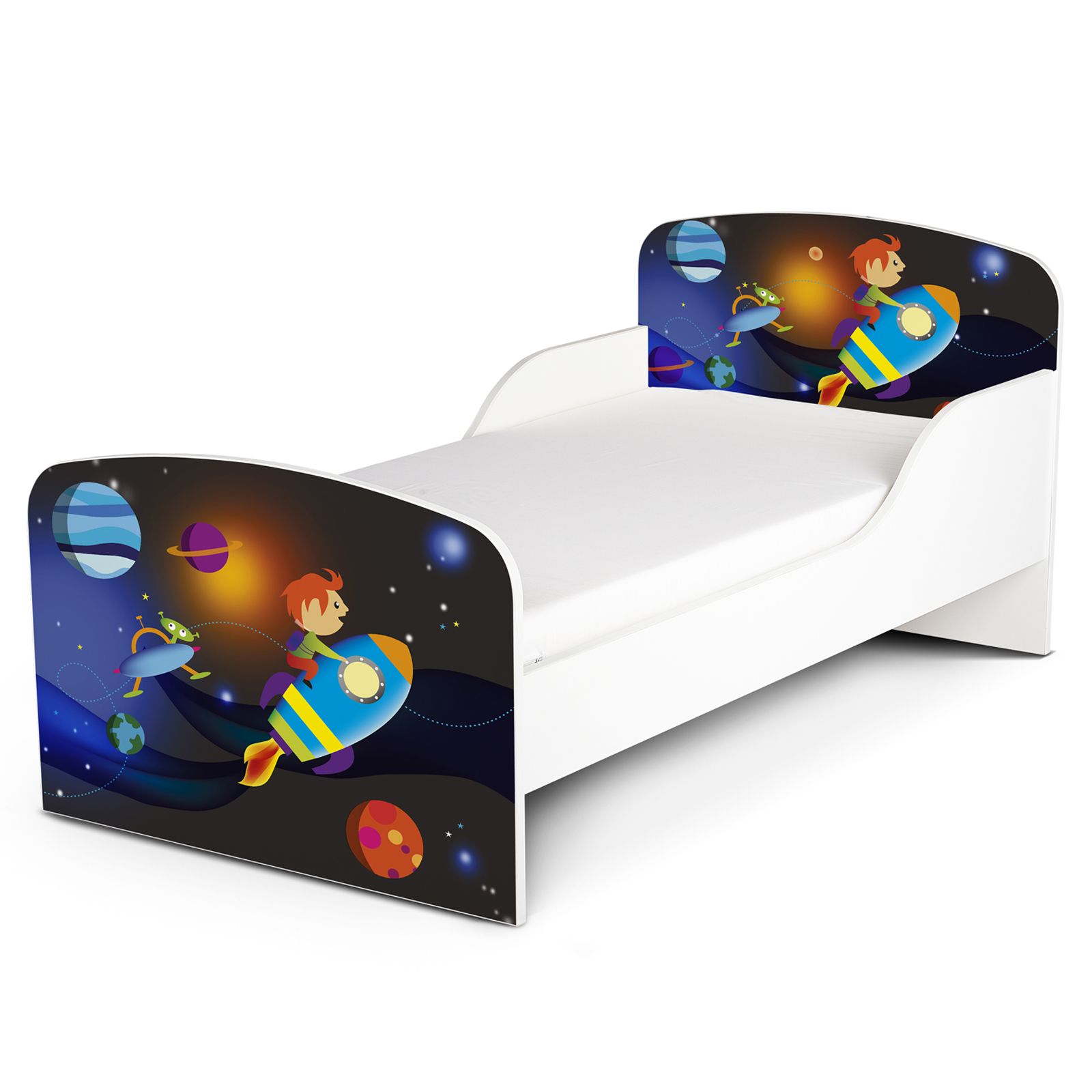 TODDLER BED KIDS COTBED JUNIOR BOYS GIRLS BEDROOM NURSERY - WHITE | MULTI - Picture 45 of 52