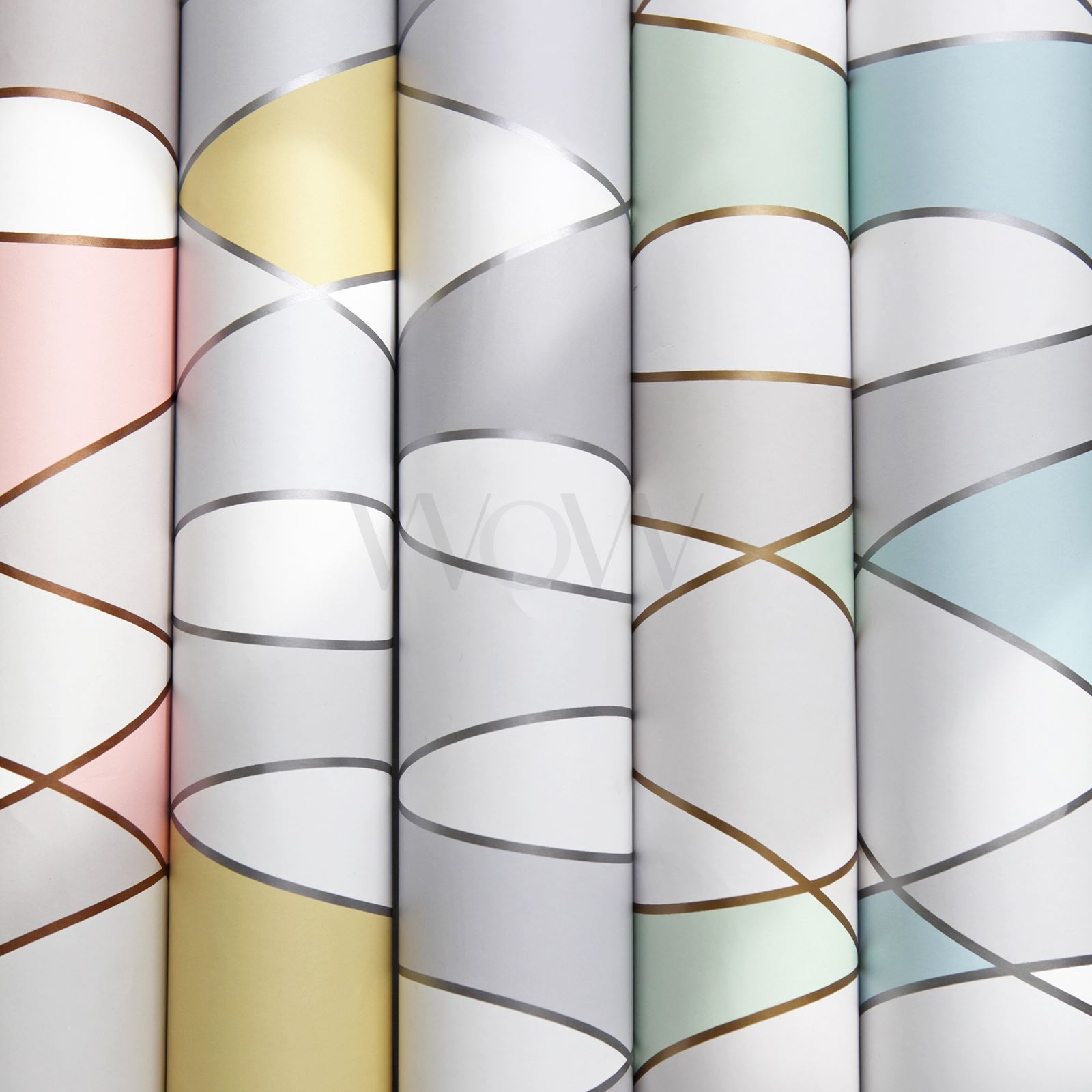 GEOMETRIC WALLPAPER APEX CLIFTON WAVE ART DECO ROSE GOLD SILVER & MORE