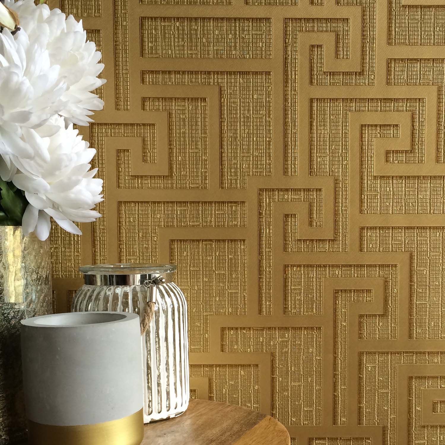 VERSACE PARVUS GREEK Key Luxury Metallic Wallpaper Black 962363