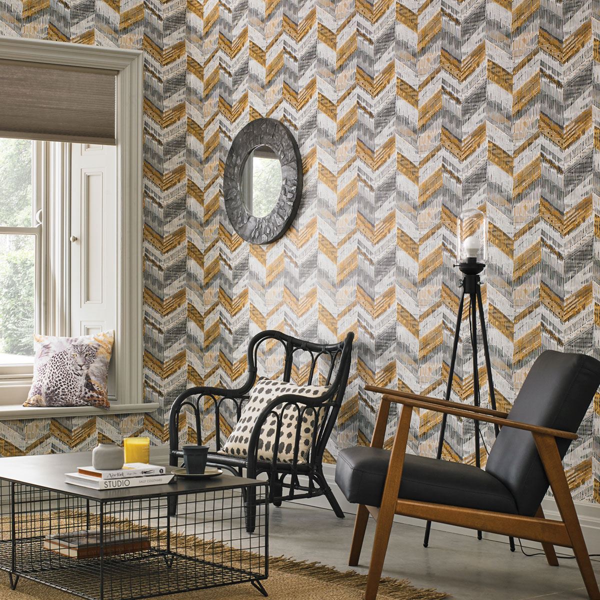 ARTHOUSE JOURNEYS CHEVRON WEAVE GEOMETRIC STYLE WALLPAPER