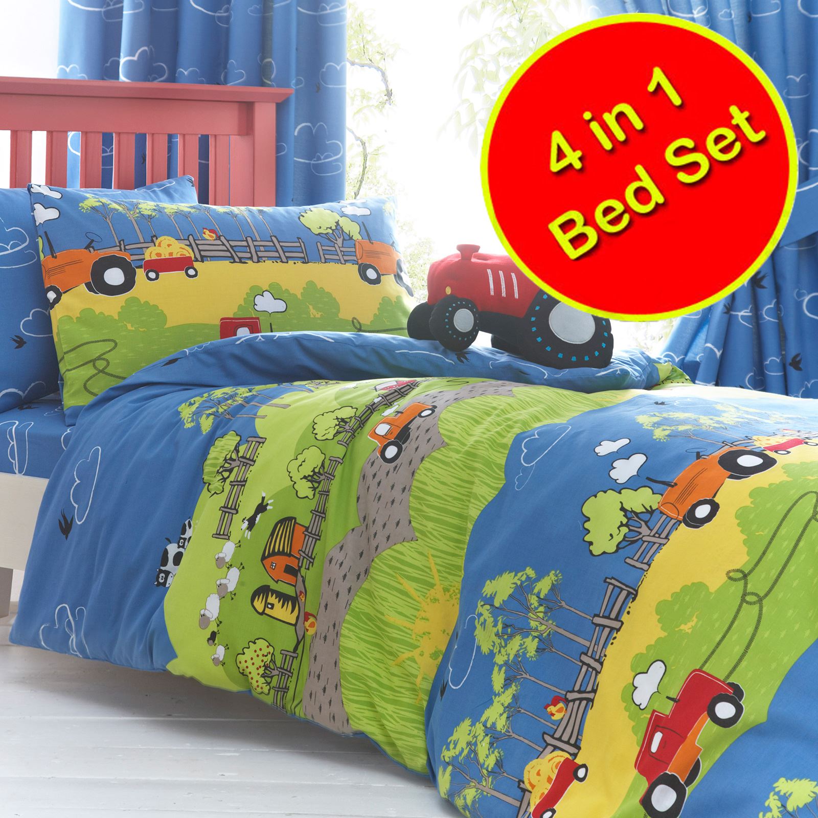 HILLTOP FARM BEDDING AND CURTAINS SINGLE DOUBLE JUNIOR DUVET COVER KIDS