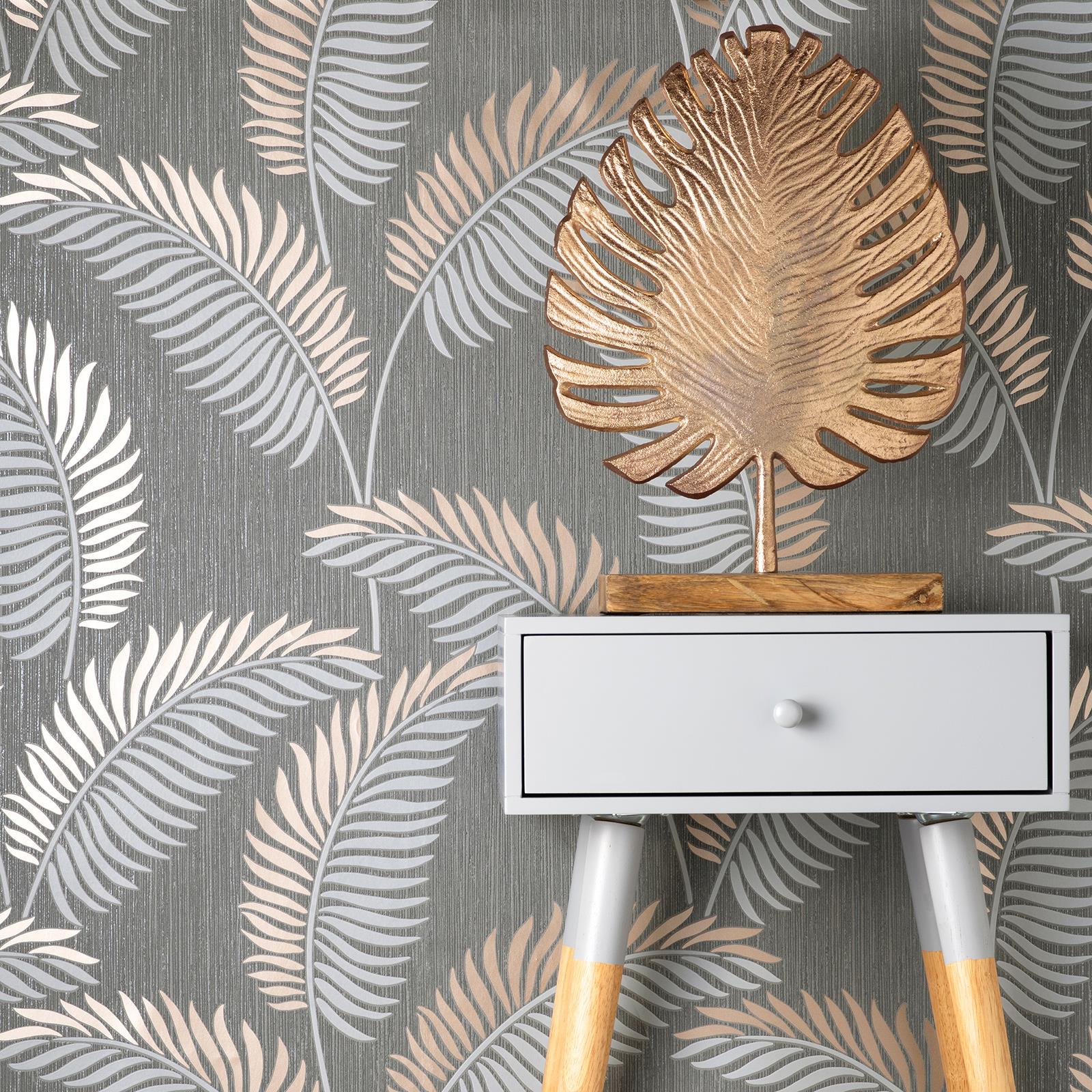 Fine Decor Cascade Leaf Wallpaper Tropical Metallic Fern Leaves - Various Colors - Picture 14 of 25
