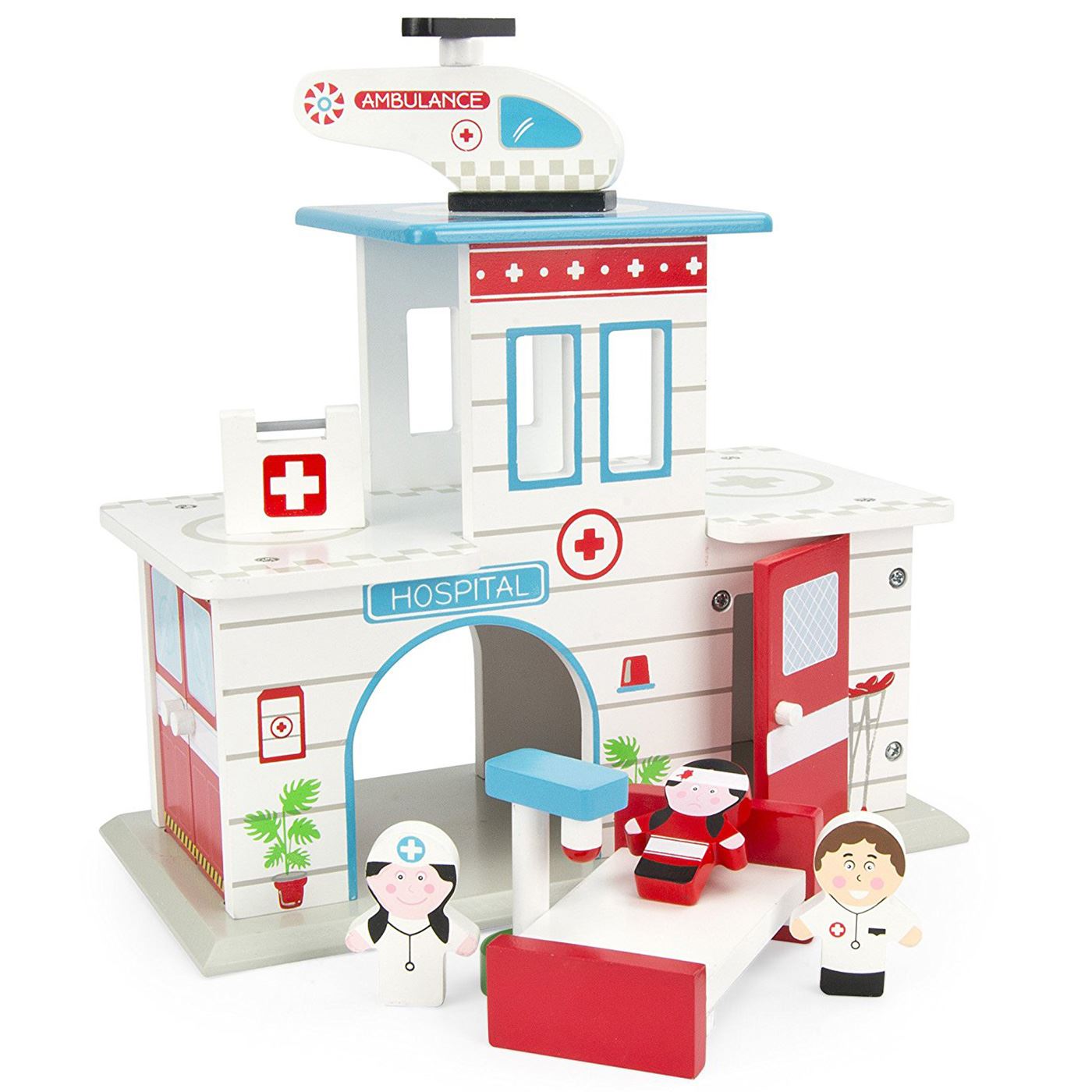 Por Peluche Figuras Leomark Set Detalles De HospitalAire Ambulancia Madera shrdtQ