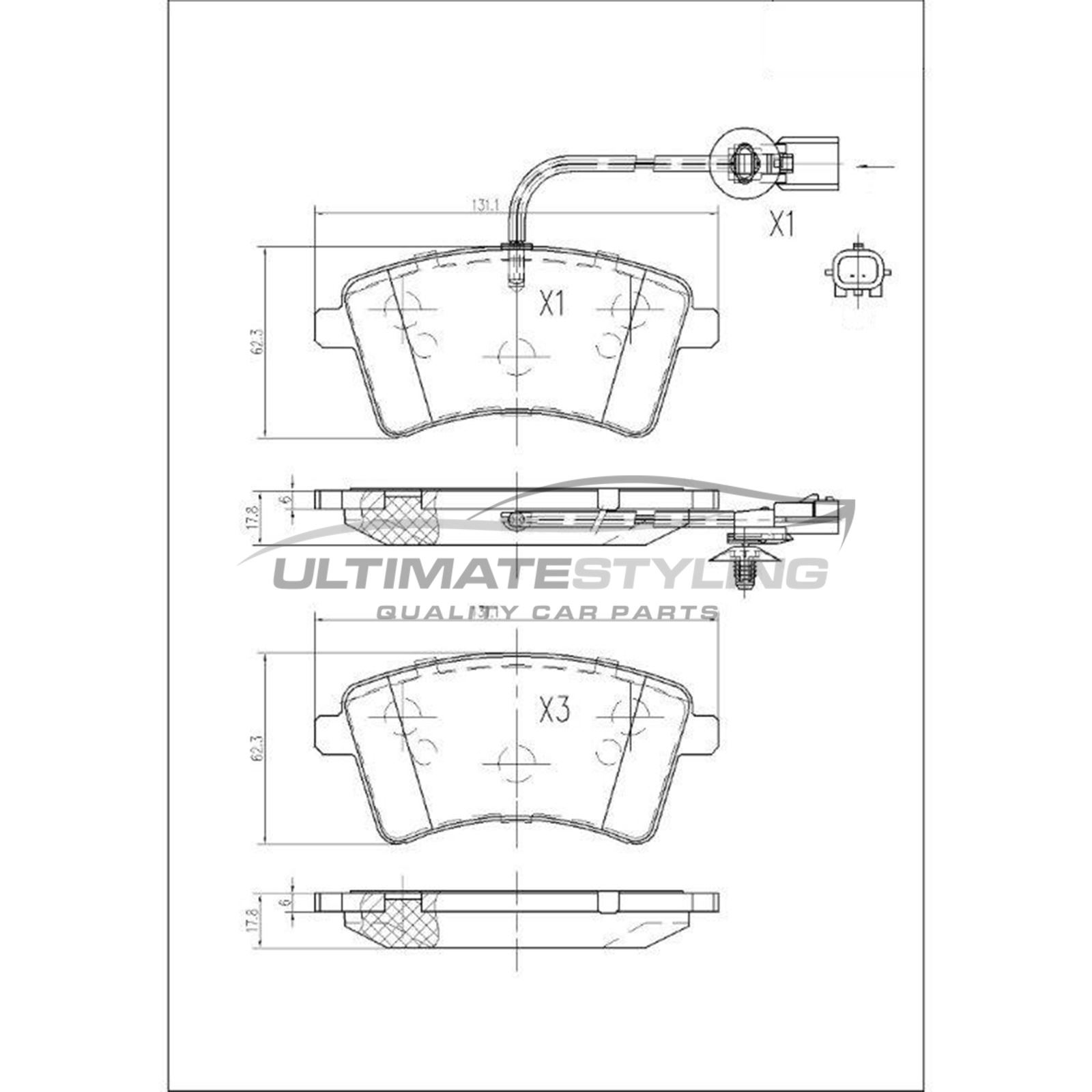 Renault Kangoo Mk2 Van 12//2015-/> 1.5 Front Brake Pads Set W131-H62-T18.5