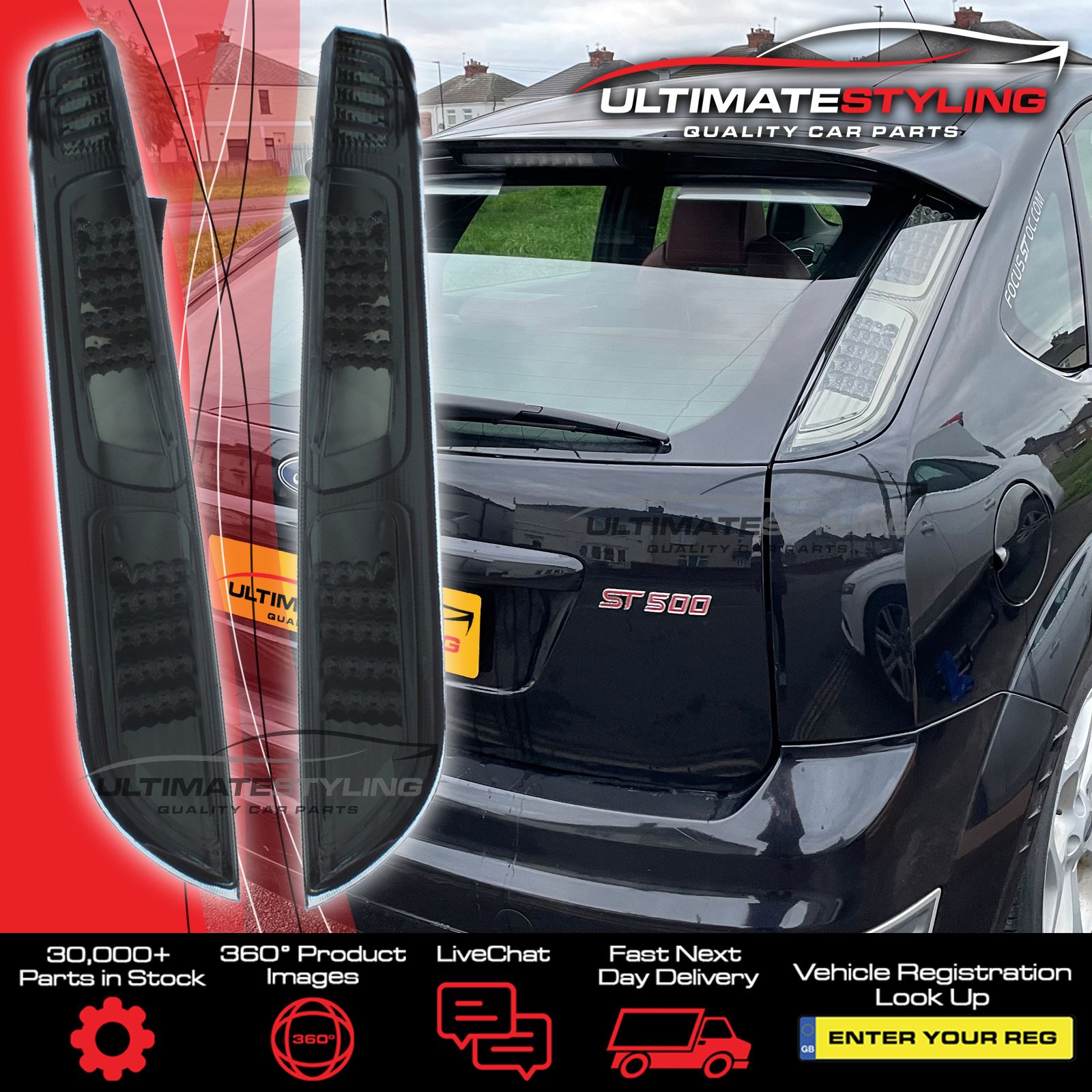 Ford Focus Rear Lights LED Smoked Upgrade Custom Back Tail MK2