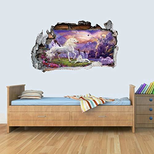 Vinyl Wall Smashed 3D Art Stickers of Unicorn Poster Bedroom Boys Girls - Picture 7 of 9