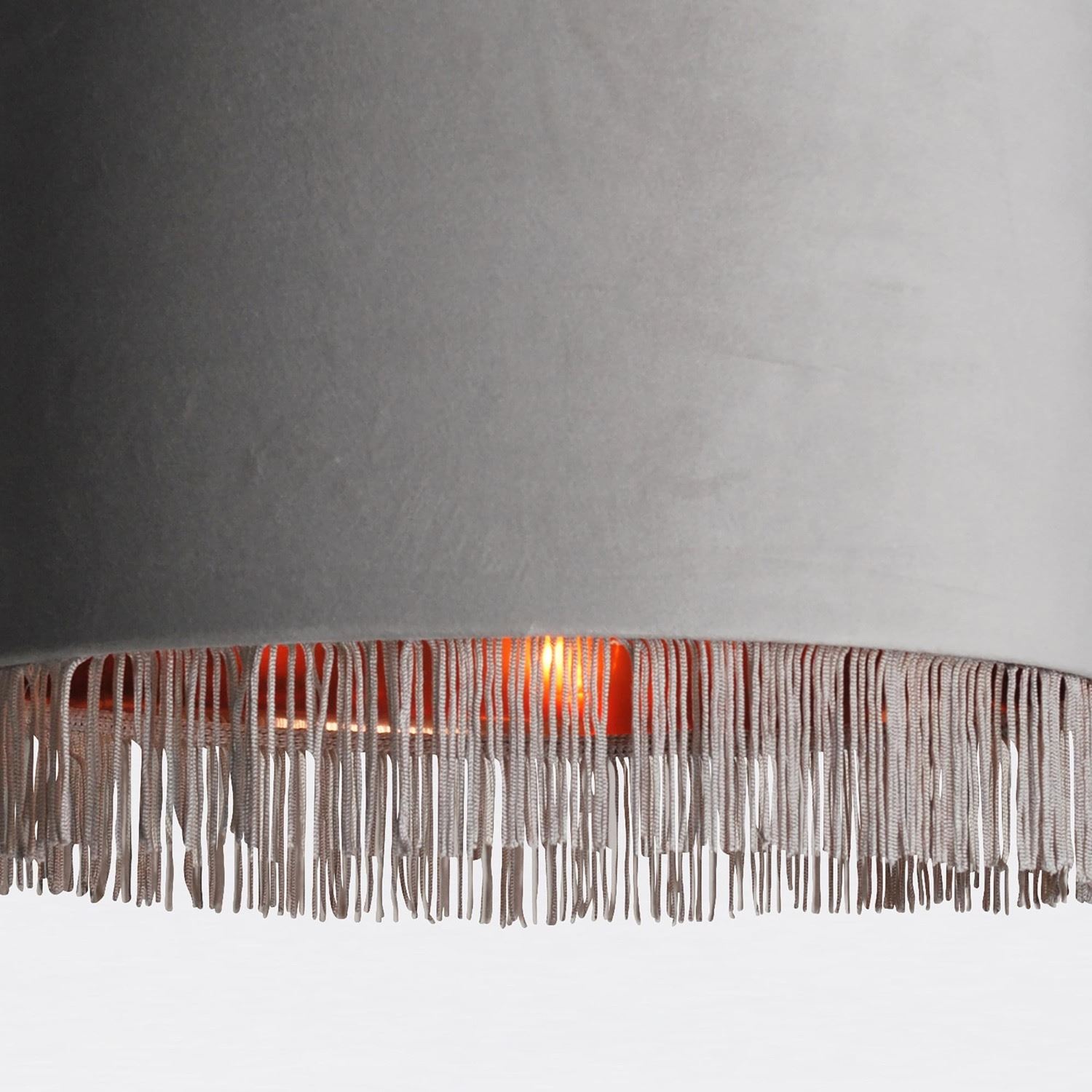 Modern Velvet Tassel Ceiling Light Shade Metallic Inner Grey Pink Navy White - Picture 10 of 25