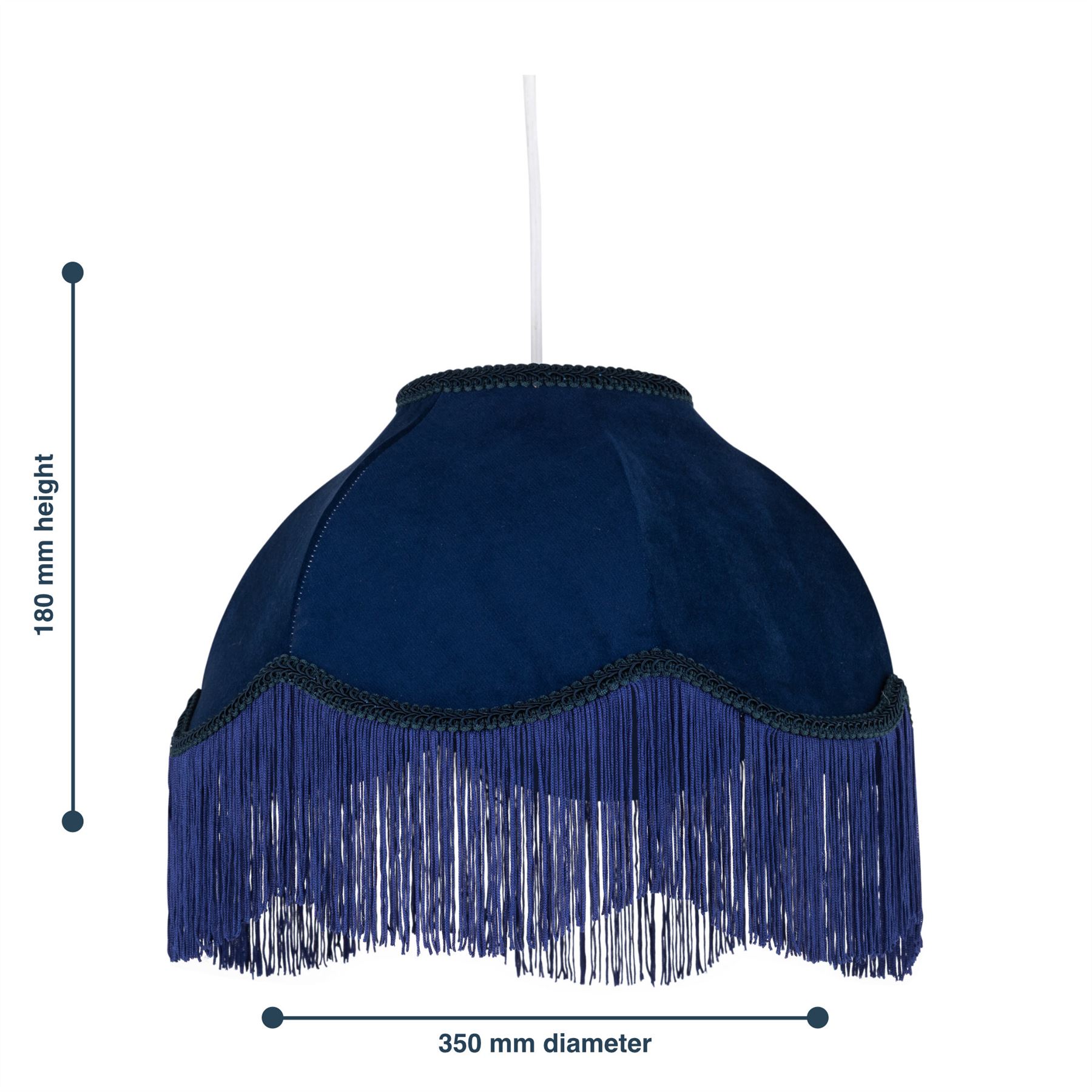 Vintage Design Velvet Fringed 35cm Pendant Lightshade Table Lampshade - Picture 5 of 9