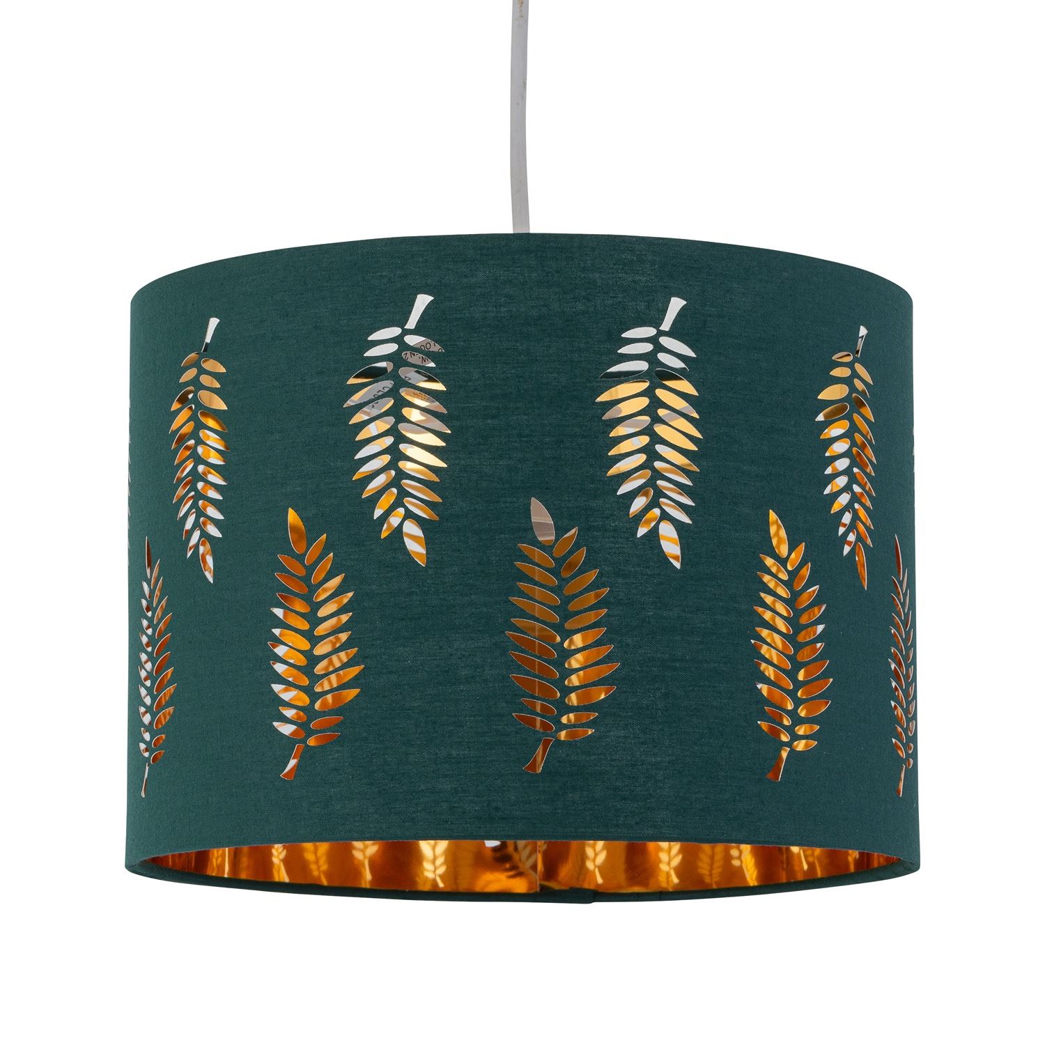 Modern 25cm Fabric Easy Fit Pendant Shade Ceiling Lightshade Fern Leaf Design - Picture 2 of 19