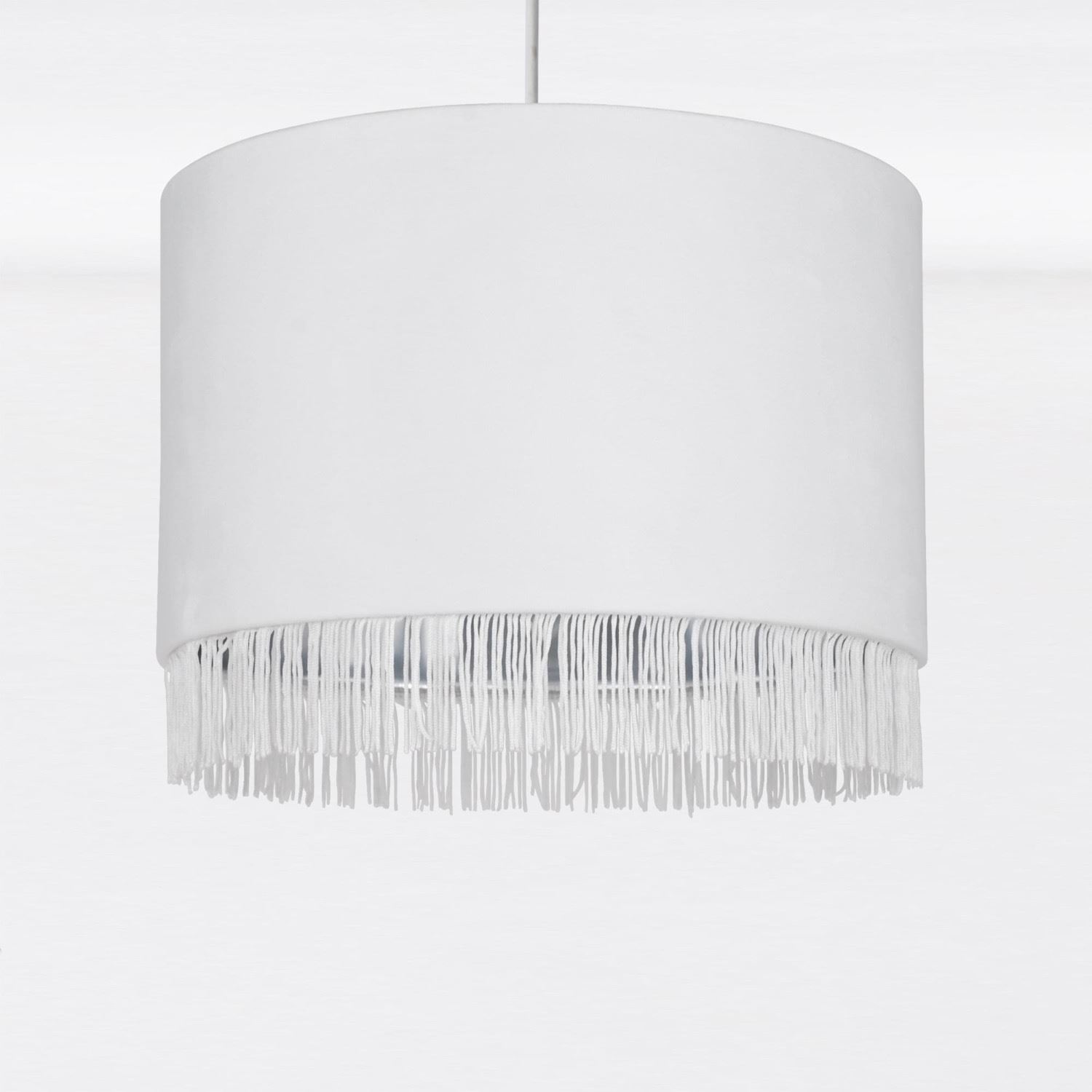 Modern Velvet Tassel Ceiling Light Shade Metallic Inner Grey Pink Navy White - Picture 21 of 25