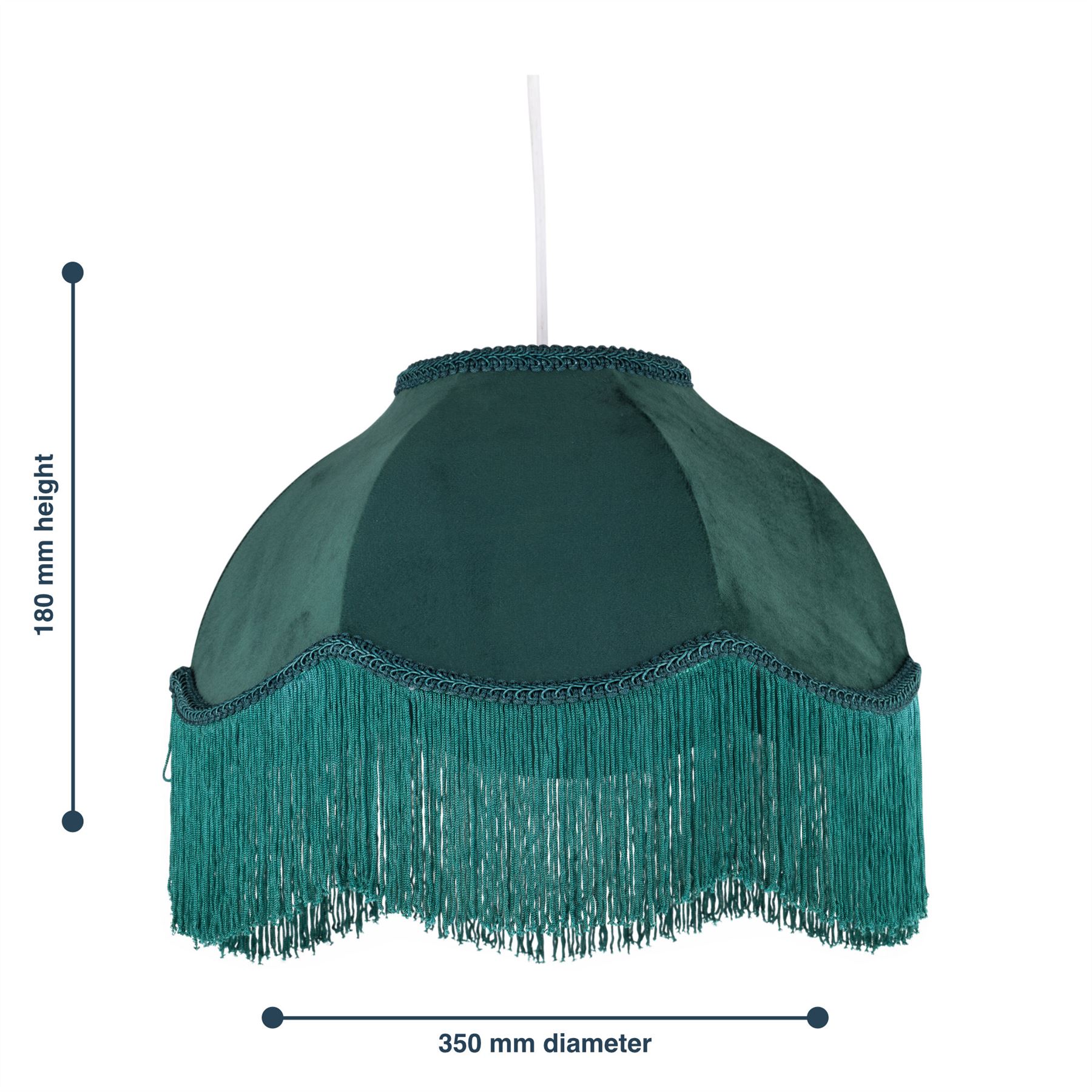 Vintage Design Velvet Fringed 35cm Pendant Lightshade Table Lampshade - Picture 9 of 9