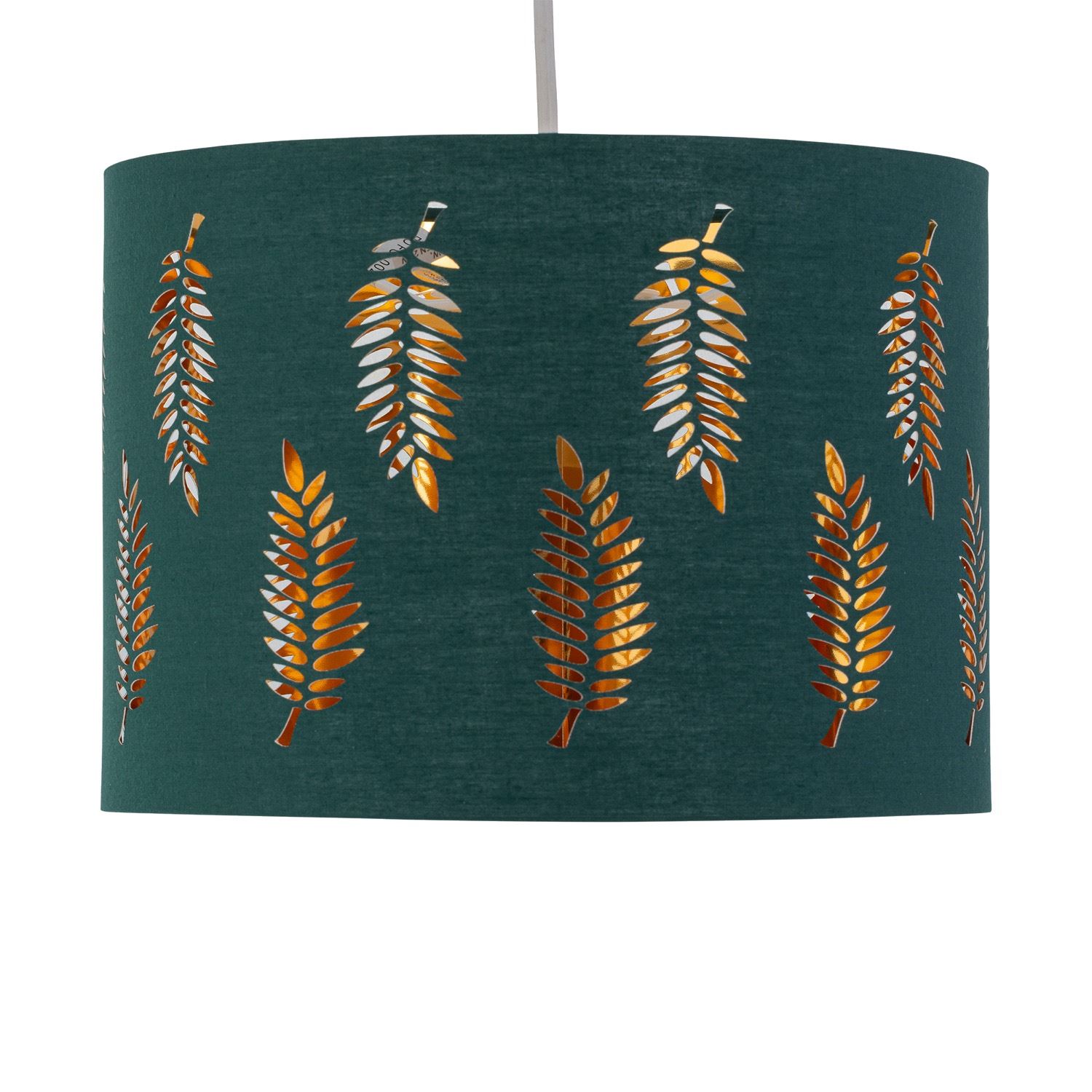 Modern 25cm Fabric Easy Fit Pendant Shade Ceiling Lightshade Fern Leaf Design - Picture 3 of 19