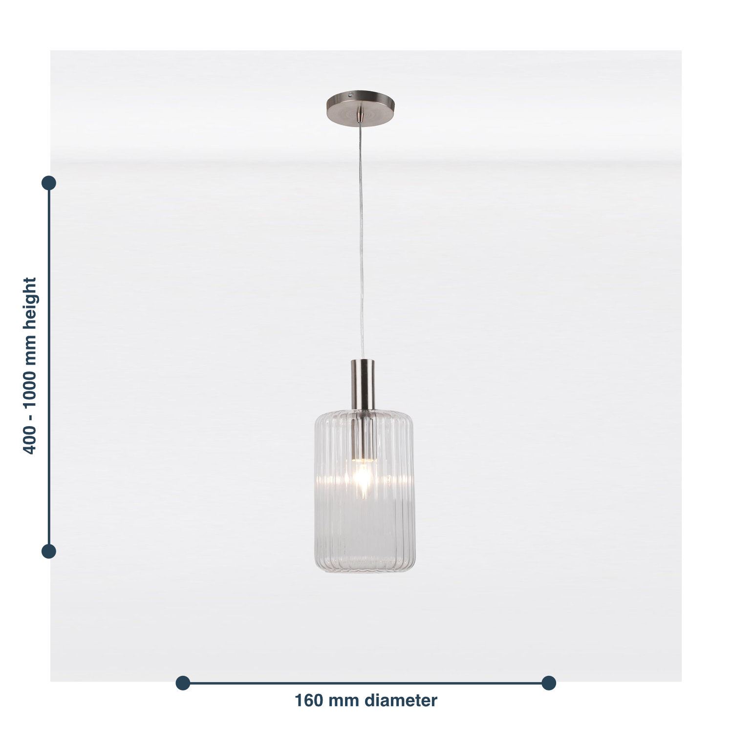 Ribbed Glass Design Ceiling Pendant Lights Kitchen Island Dining Light Fittings - Picture 18 of 25