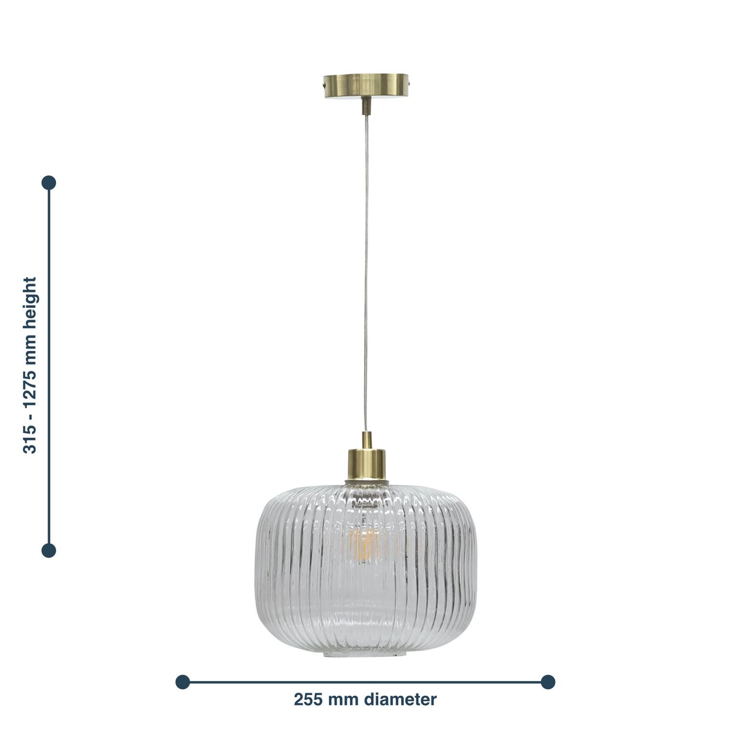 Modern Clear Ribbed Glass Large Kitchen Dining Pendant Ceiling Light Fitting - Picture 25 of 33