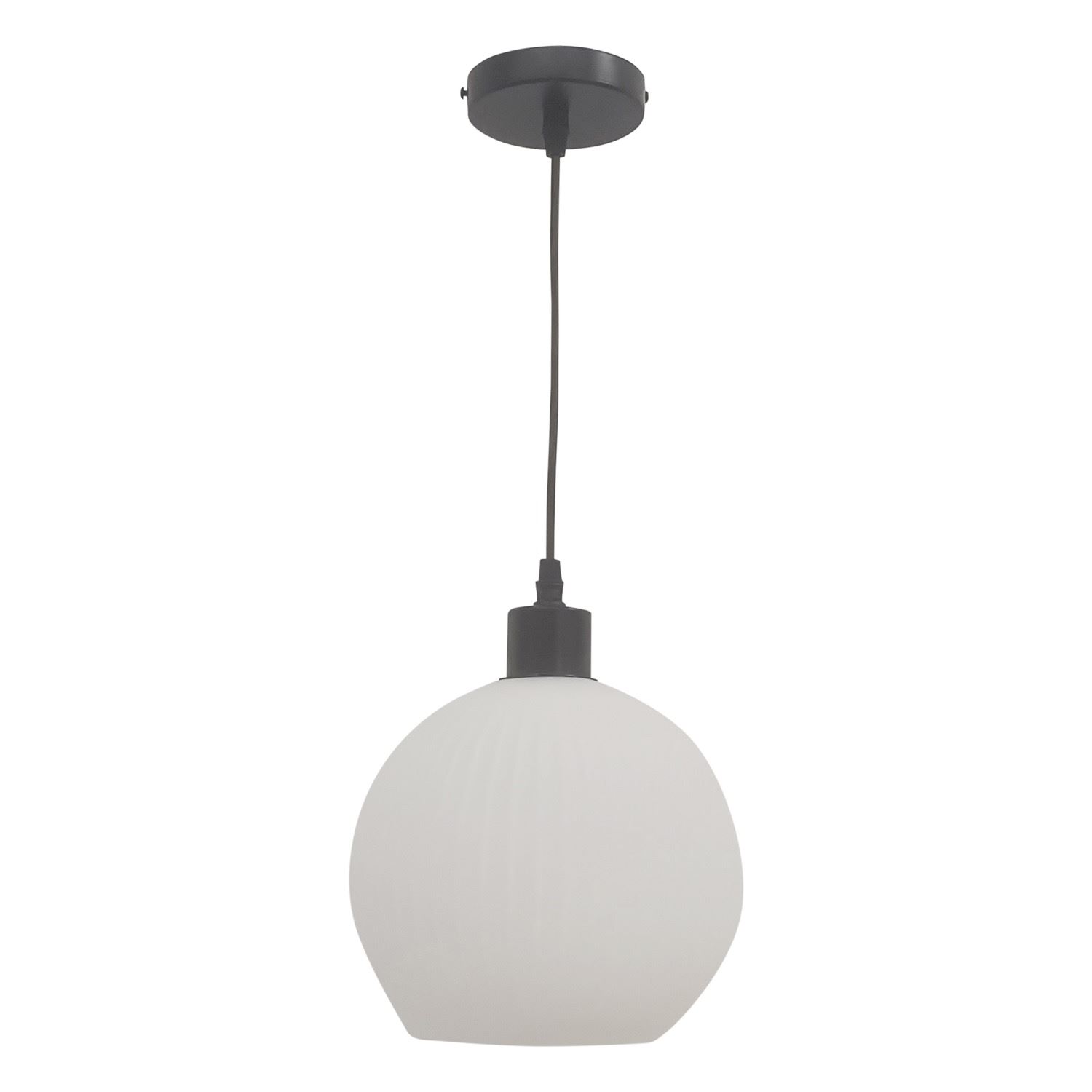 Modern White Ribbed Glass Globe Kitchen Dining Pendant Ceiling Light Fitting - Picture 2 of 33